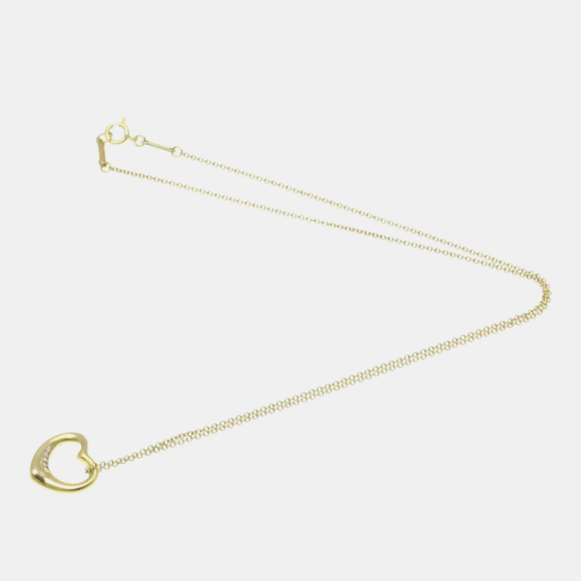 

Tiffany & Co. 18K Yellow Gold Diamonds 0.02ct Elsa Peretti Open Heart Necklace