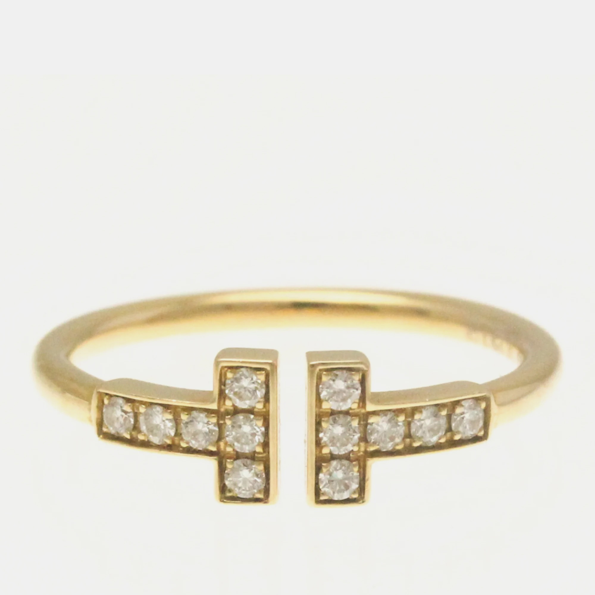 

Tiffany & Co. 18K Yellow Gold 0.13ct Diamonds T Wire Ring US 6