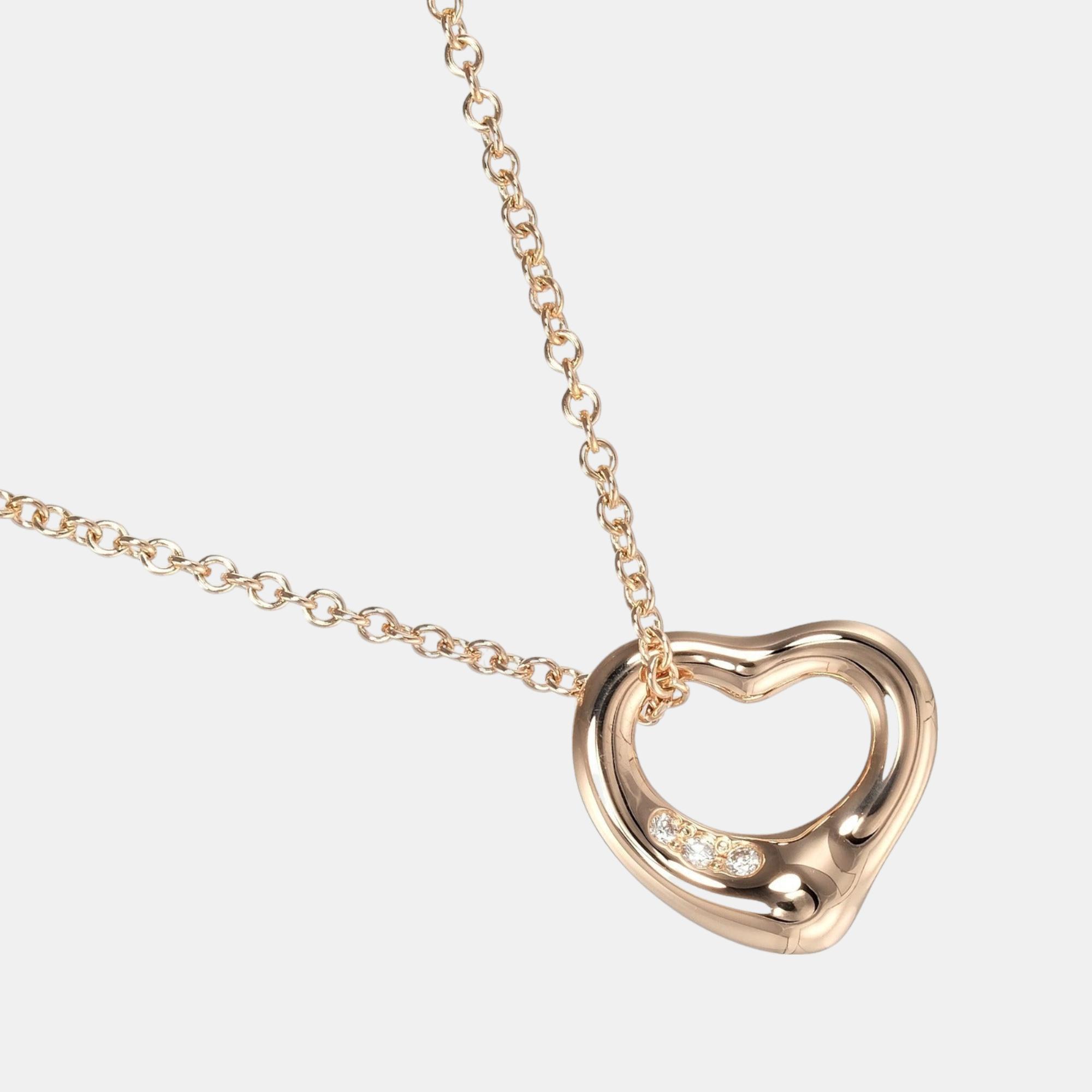 Pre-owned Tiffany & Co 18k Yellow Gold Open Heart Necklace