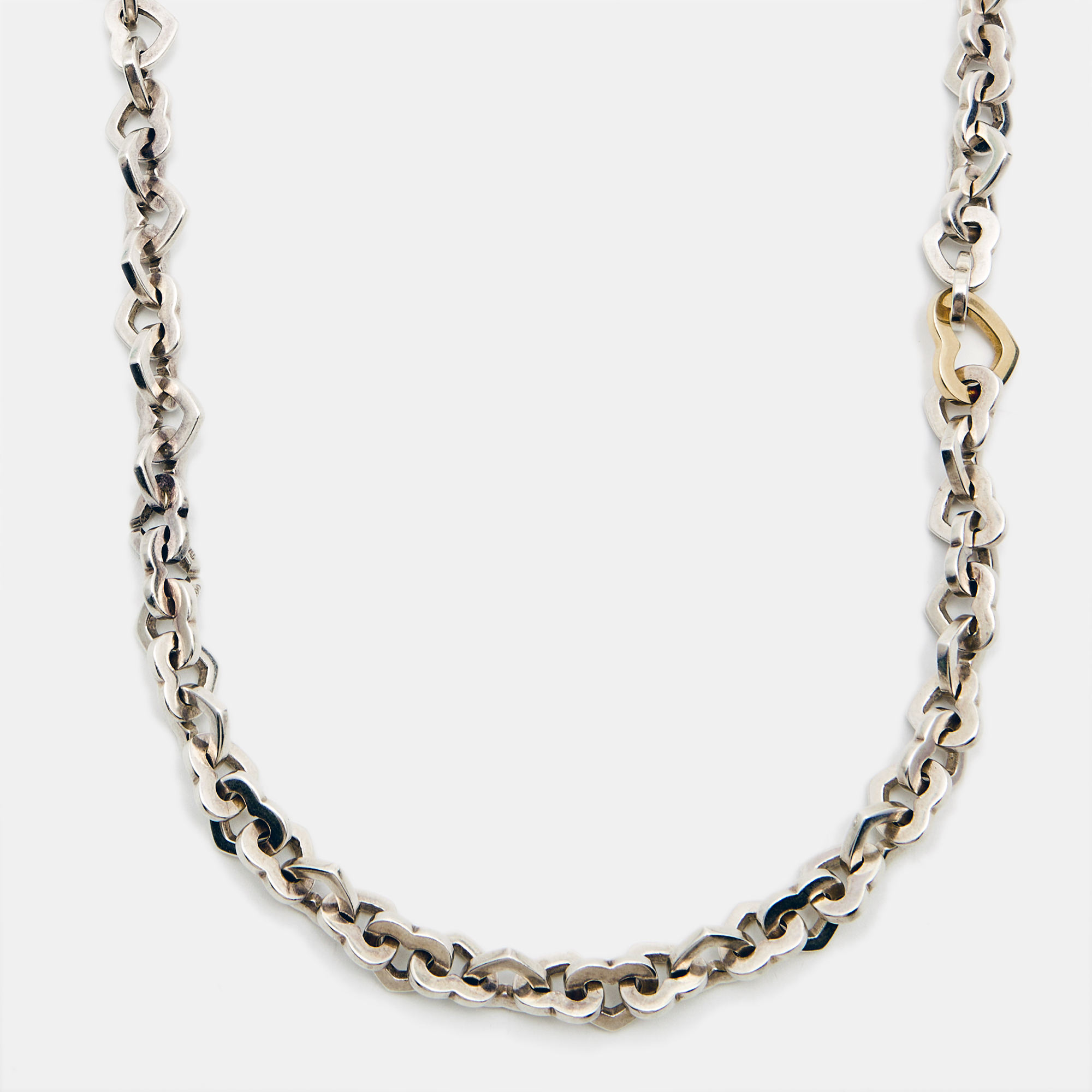 

Tiffany & Co. Heart Link 18K Yellow Gold And Sterling Silver Necklace