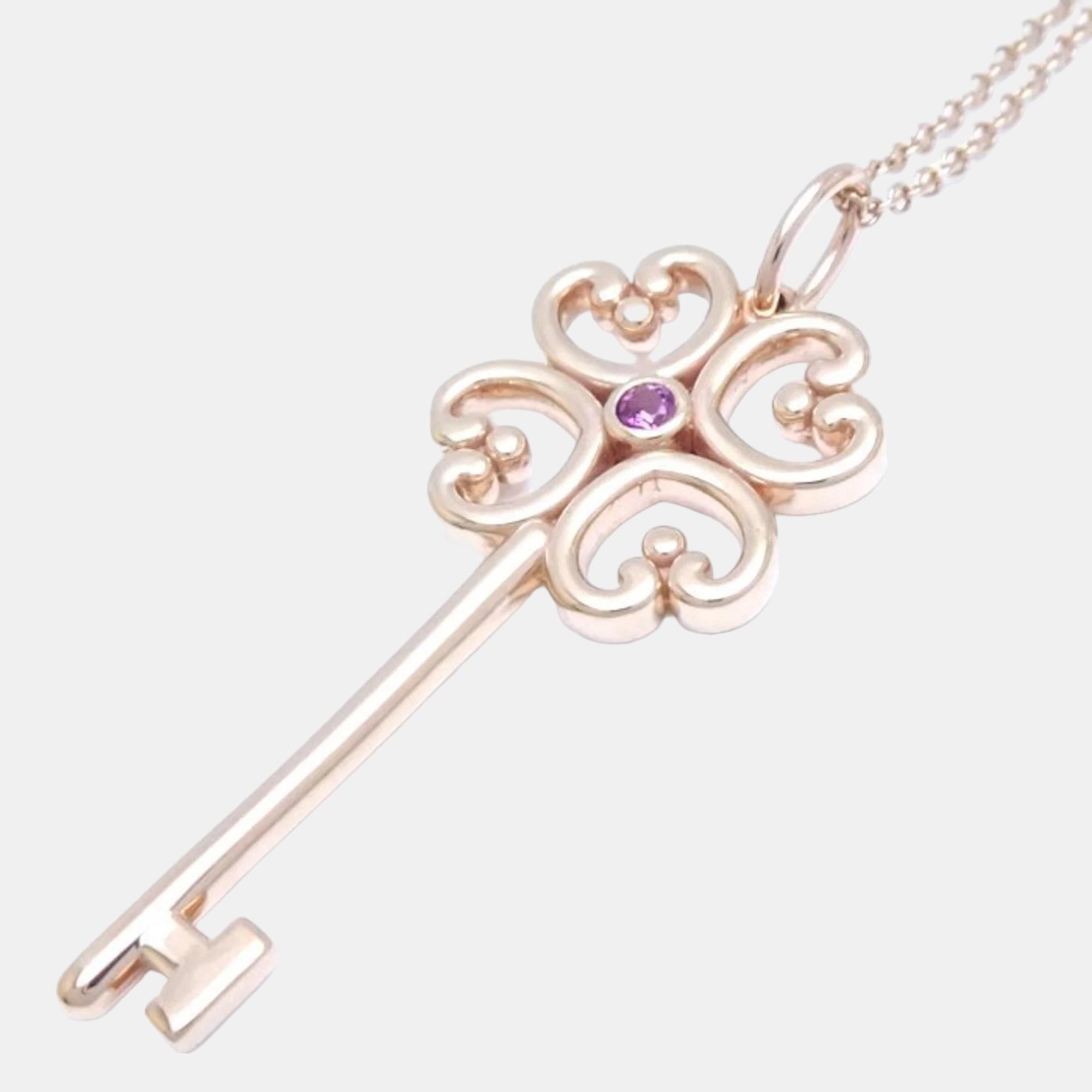 

Tiffany & Co. Heart Key 18K Rose Gold Sapphire Necklace