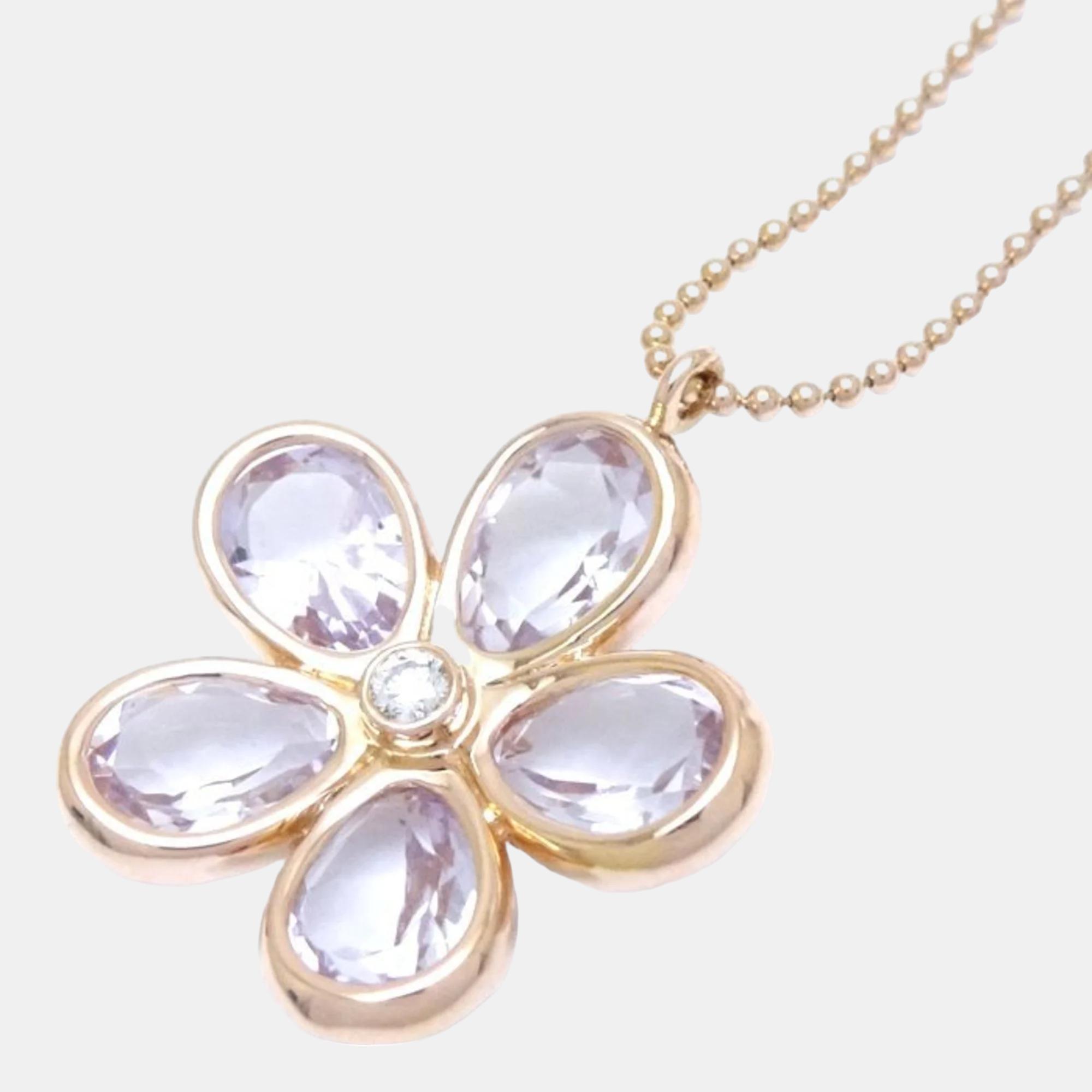 

Tiffany &Co. Rose Gold Amethyst Diamond & Pink Gold Garden Flower Necklace