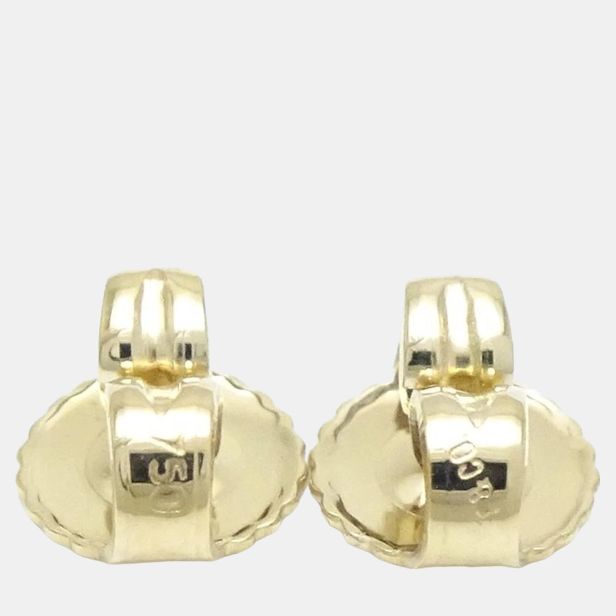 

Tiffany &Co. 18K Yellow Gold Open Heart Diamond Earrings