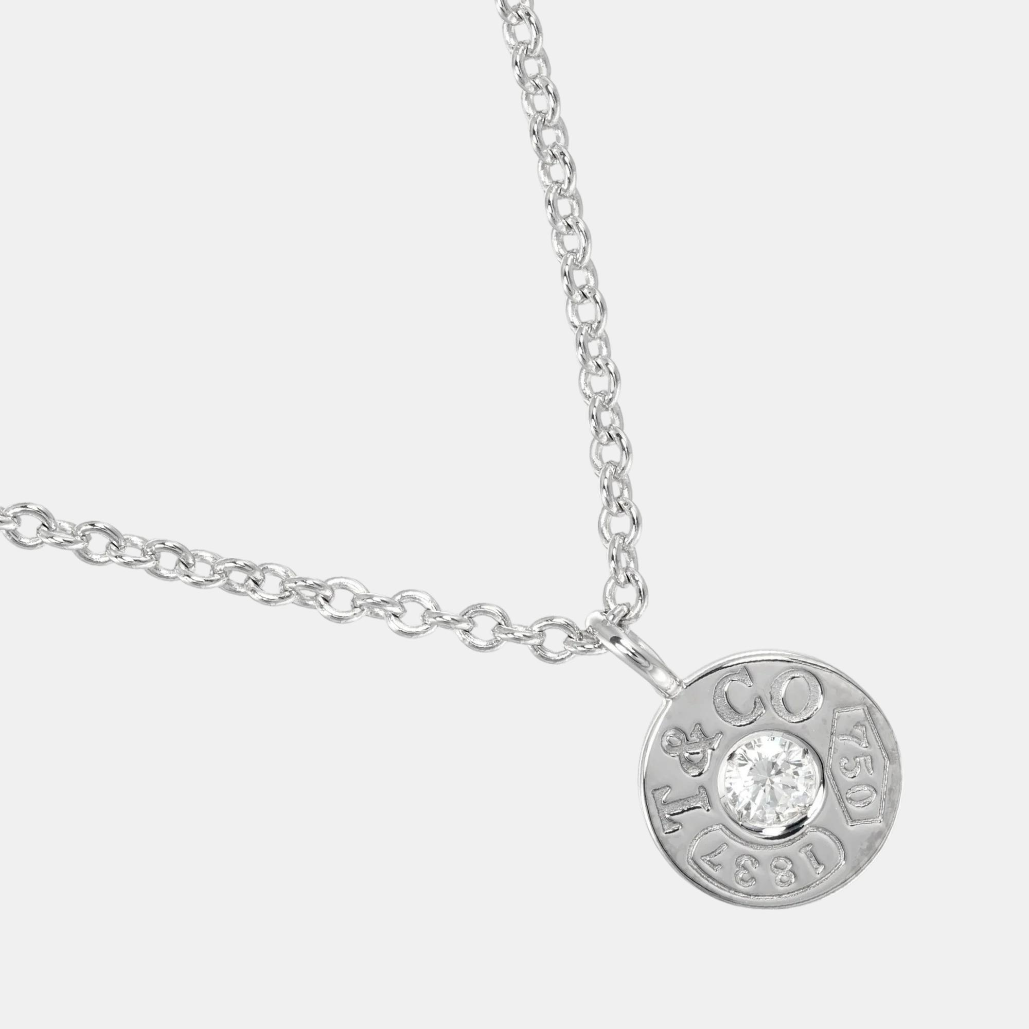 

Tiffany & Co. 18K White Gold 1837 Diamond Circle Pendant Necklace