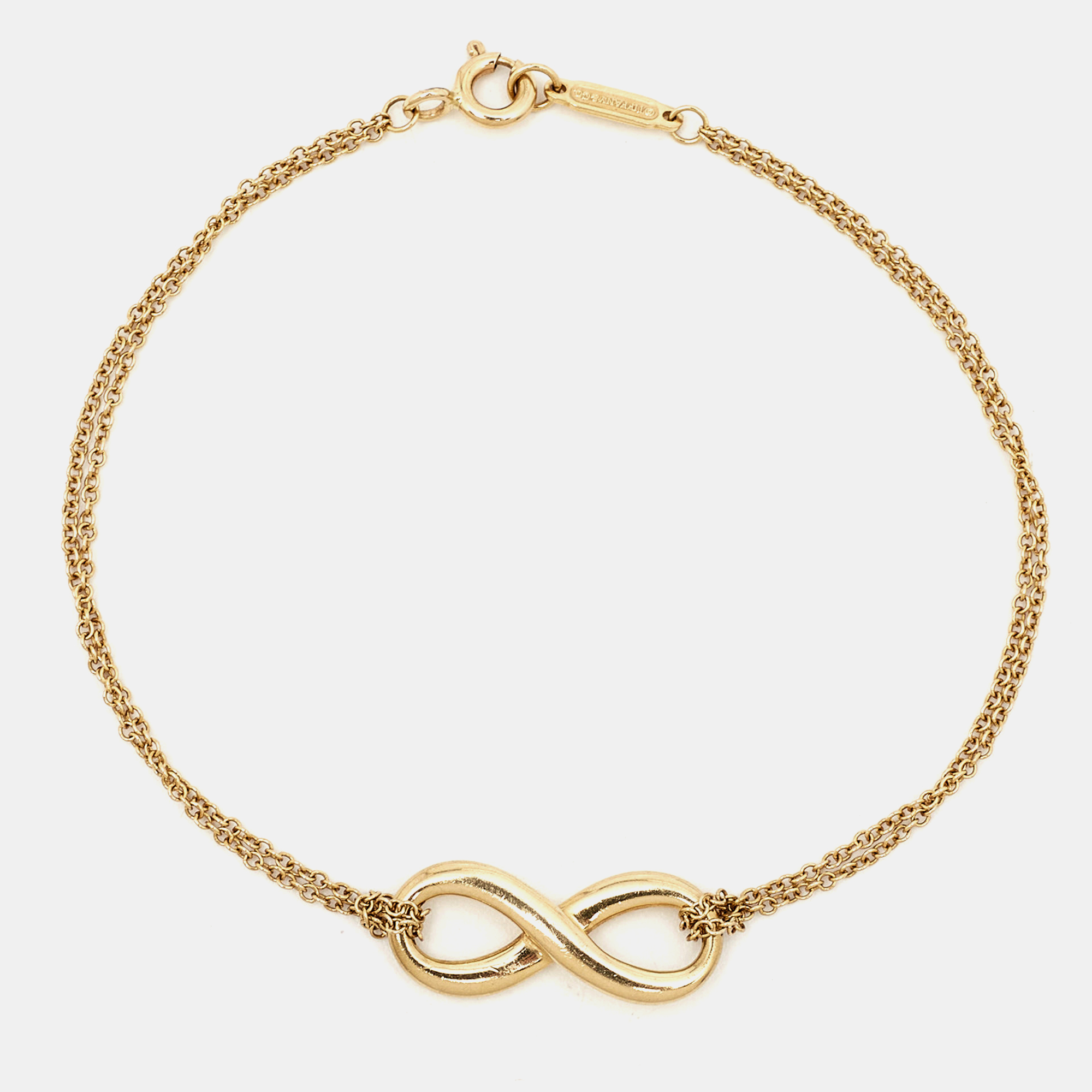 Pre-owned Tiffany & Co Infinity 18k Yellow Gold Chain Bracelet
