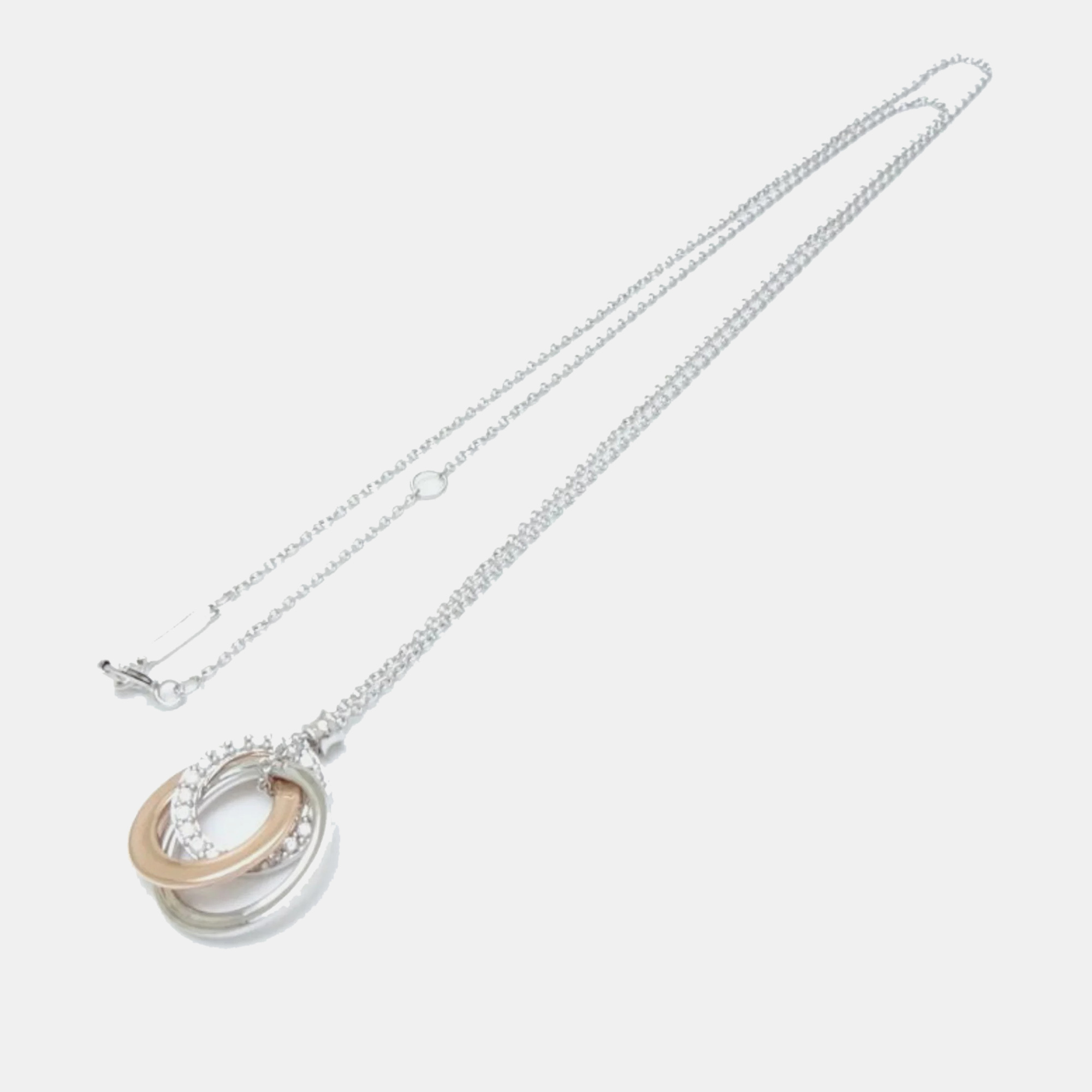 

Tiffany & Co. 18K White Gold, Rose Gold and Diamond Interlocking Circles Pendant Necklace