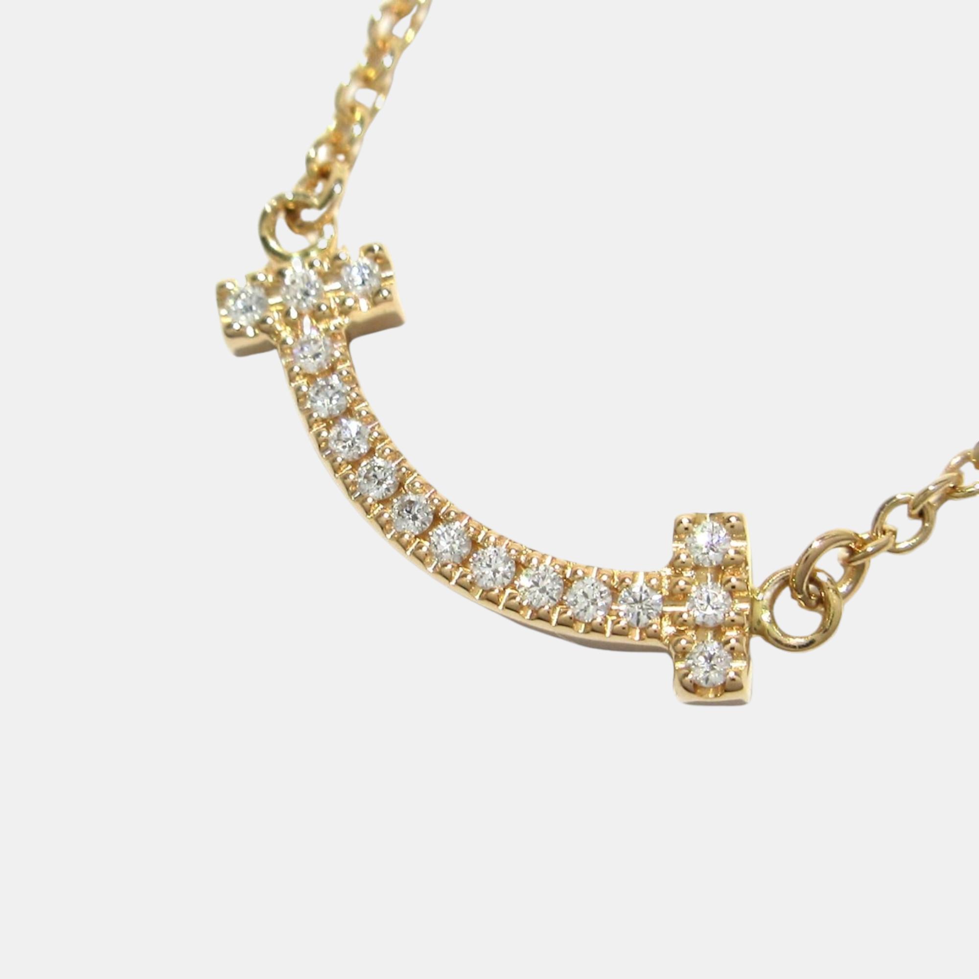 

Tiffany & Co 18K Rose Gold Diamond T Smile Necklace