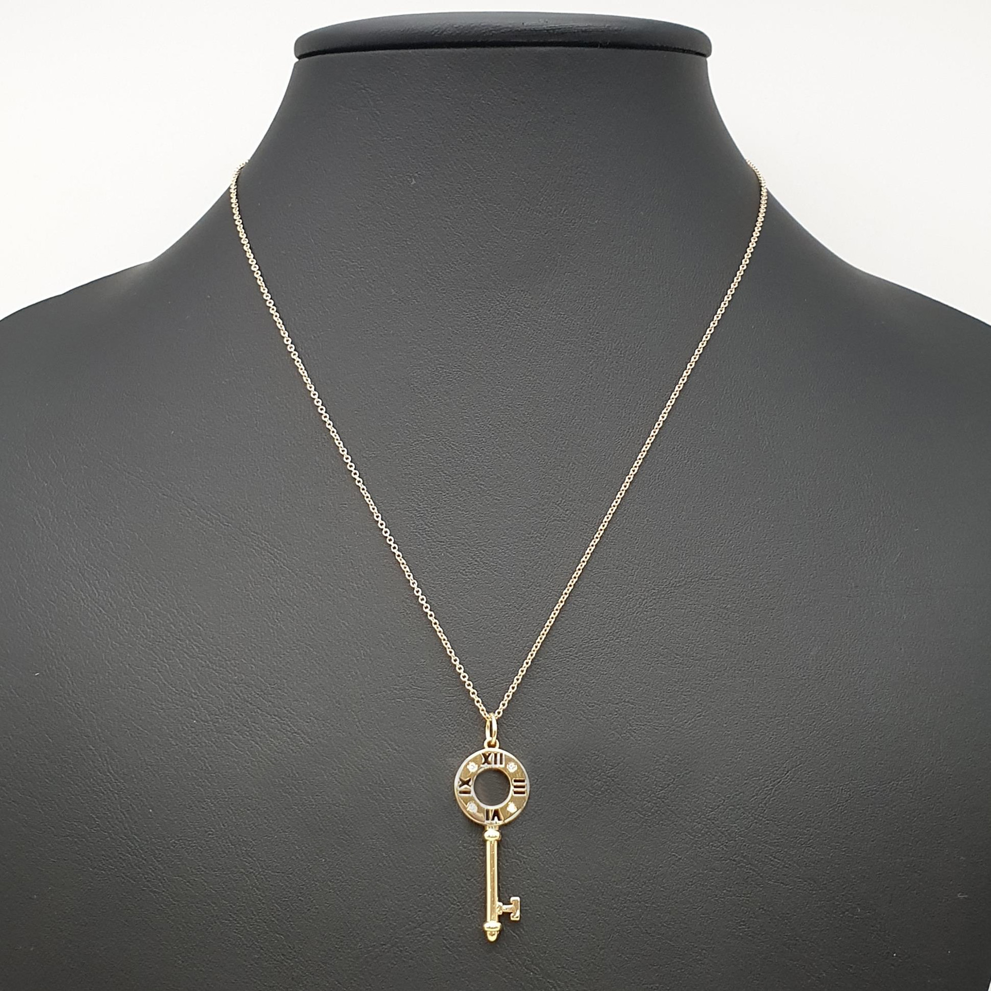 Pre-owned Tiffany & Co 18k White Gold Diamond Atlas Key Pendant Necklace