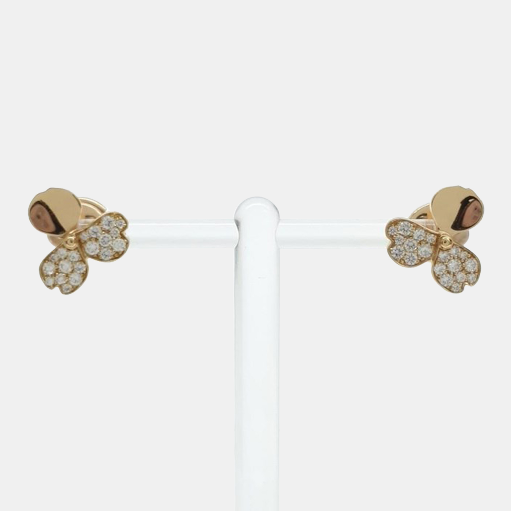 Pre-owned Tiffany & Co Pink Gold Diamond Mini Paper Flower Earrings