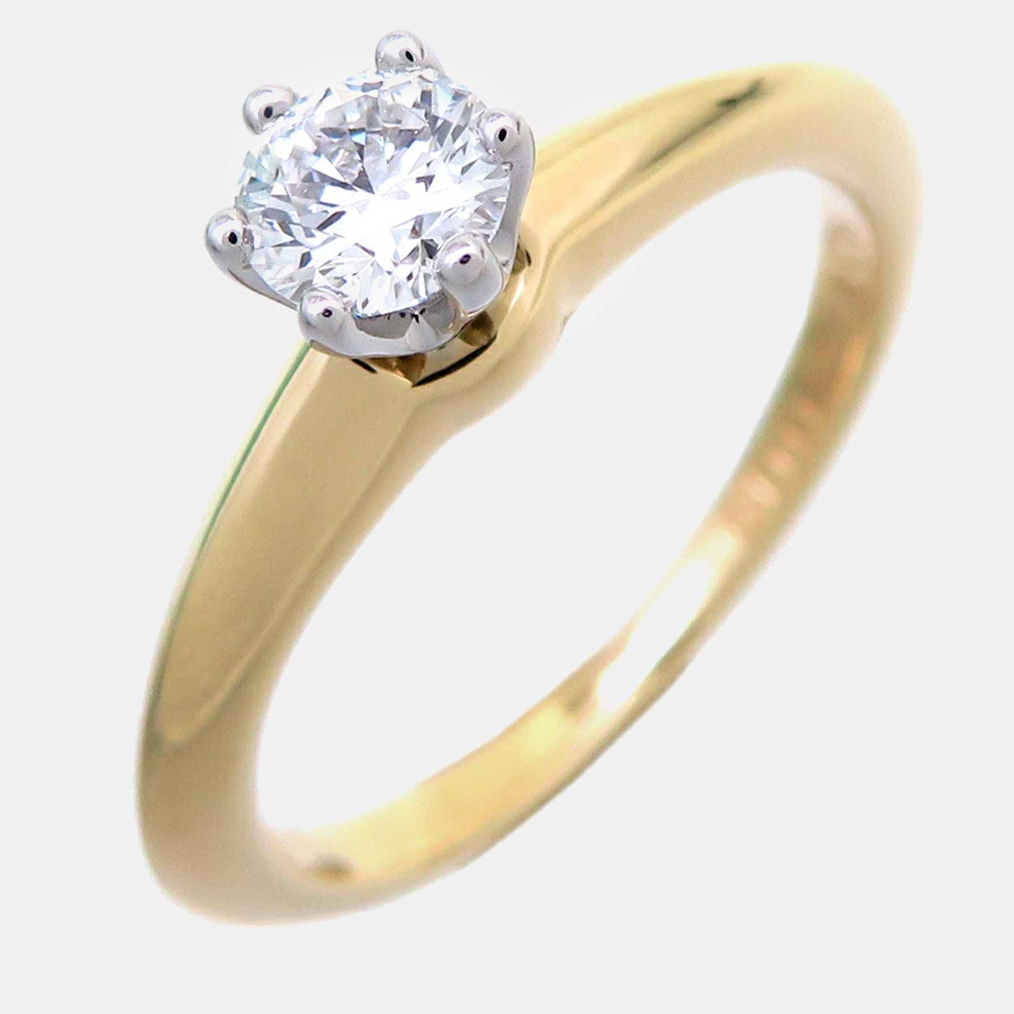 

Tiffany & Co. 18K Yellow Gold and Diamond Engagement Solitaire Ring EU 49