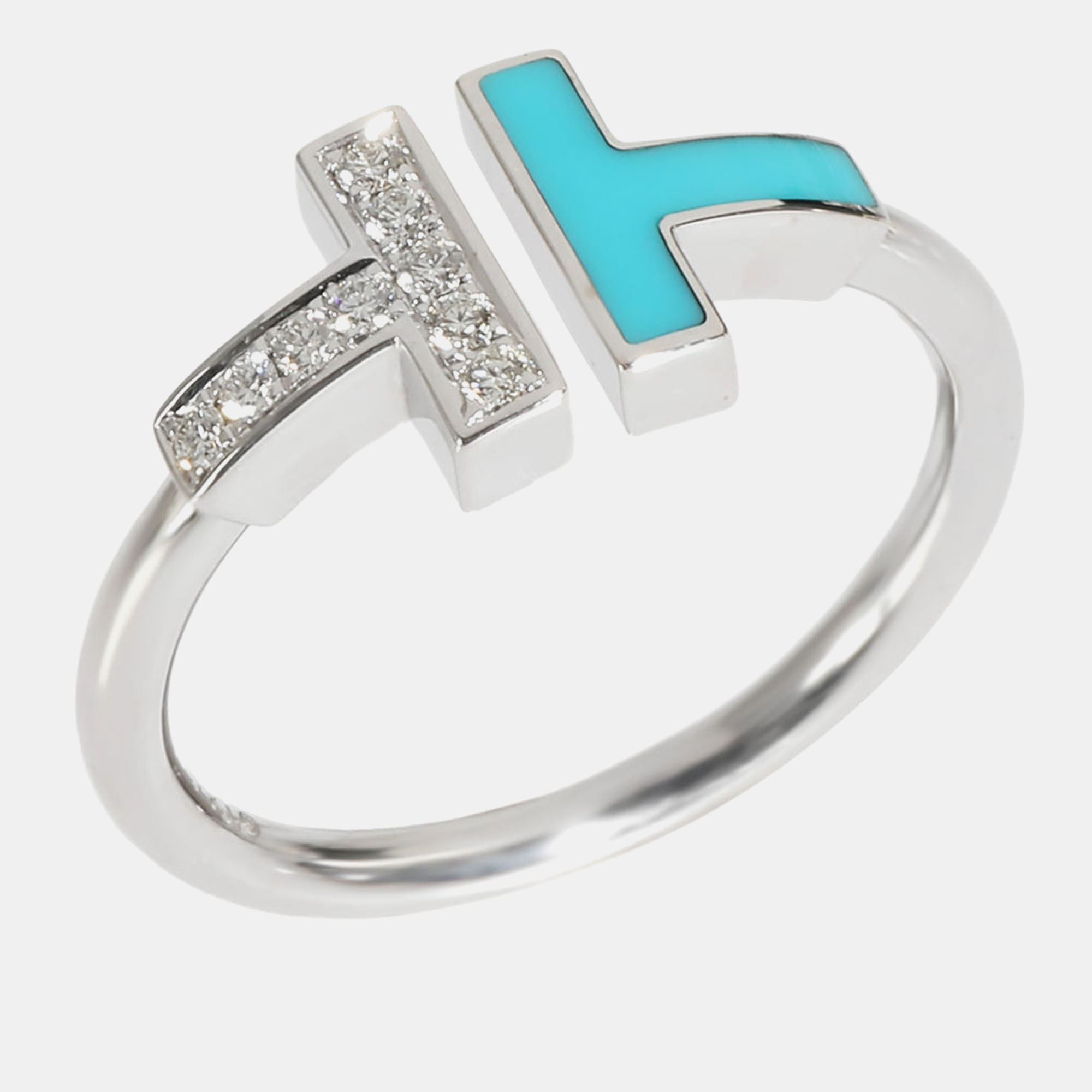 

Tiffany & Co. Tiffany T Blue & Diamond Ring in 18K White Gold 0.07 CTW