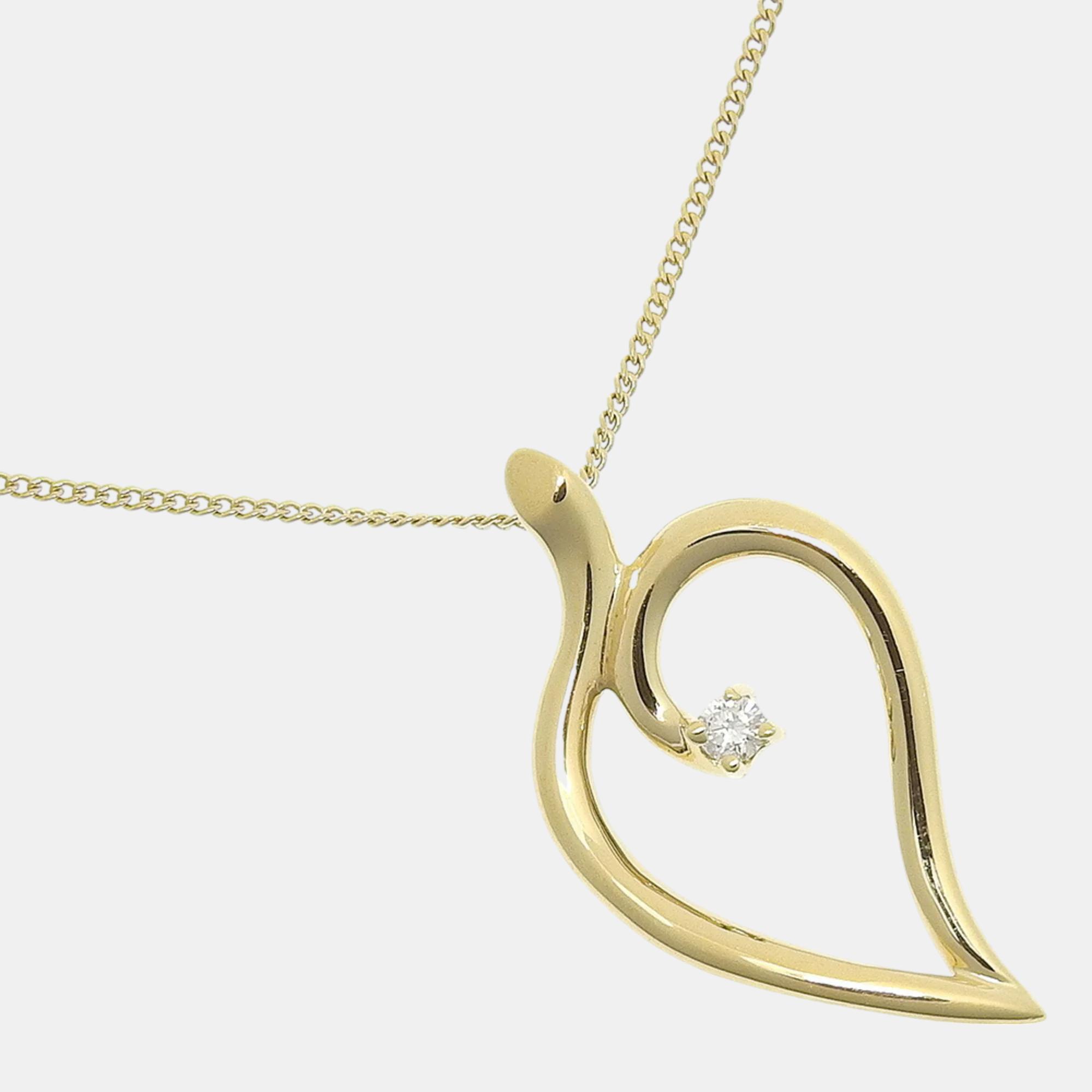

Tiffany & Co. 18K Yellow Gold and Diamond Heart Leaf Pendant Necklace