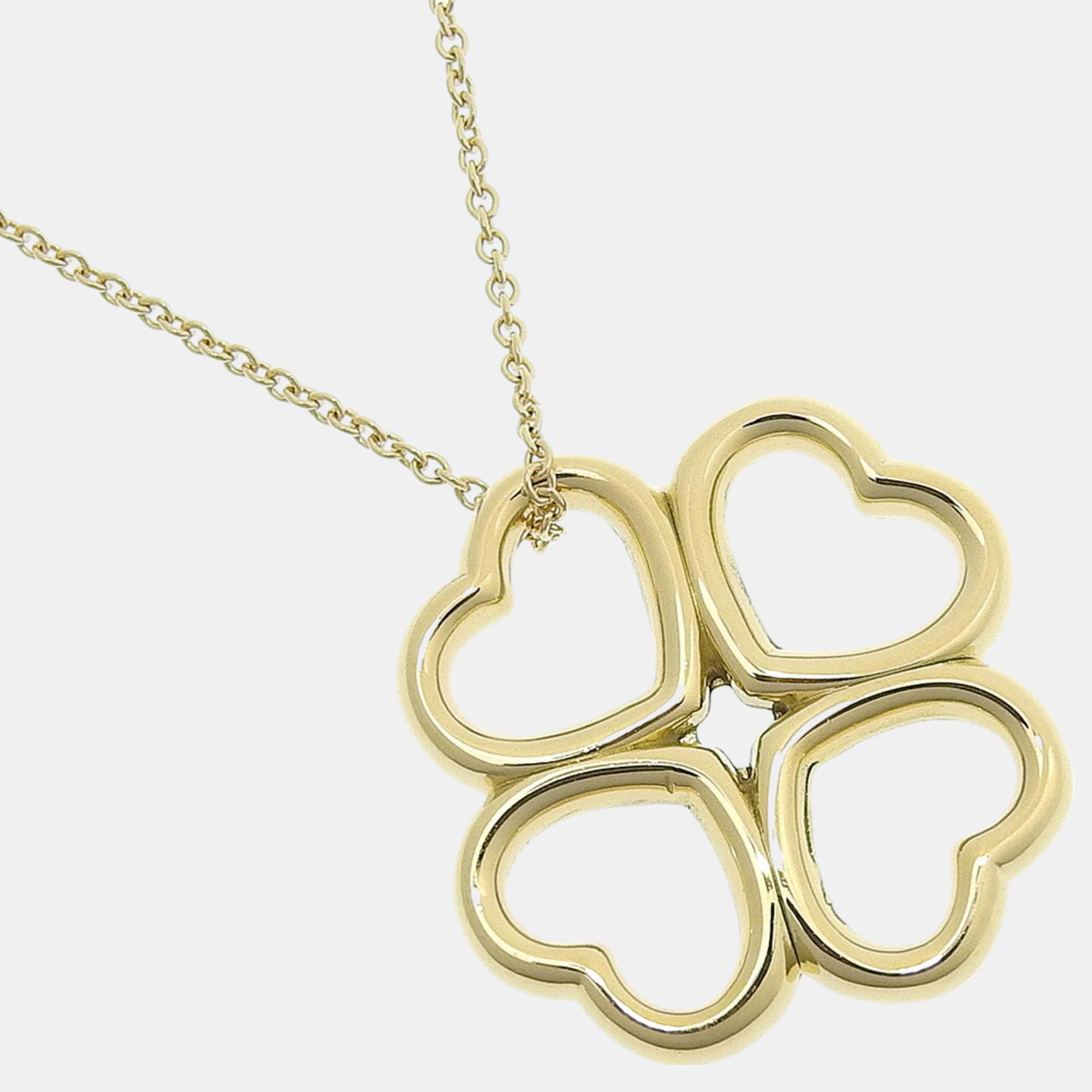 

Tiffany & Co. 18K Yellow Gold Loving Heart Clover Pendant Necklace