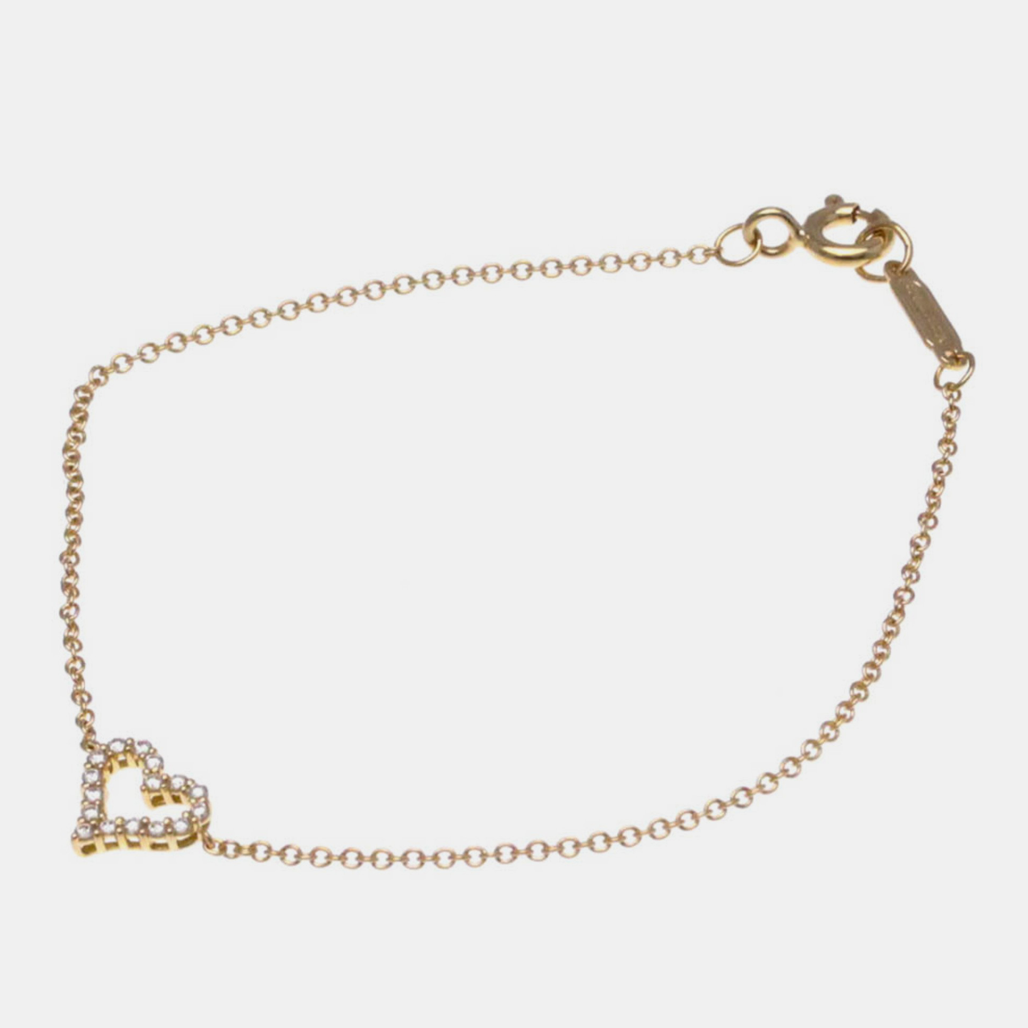 Pre-owned Tiffany & Co 18k Rose Gold And Diamond Heart Bracelet
