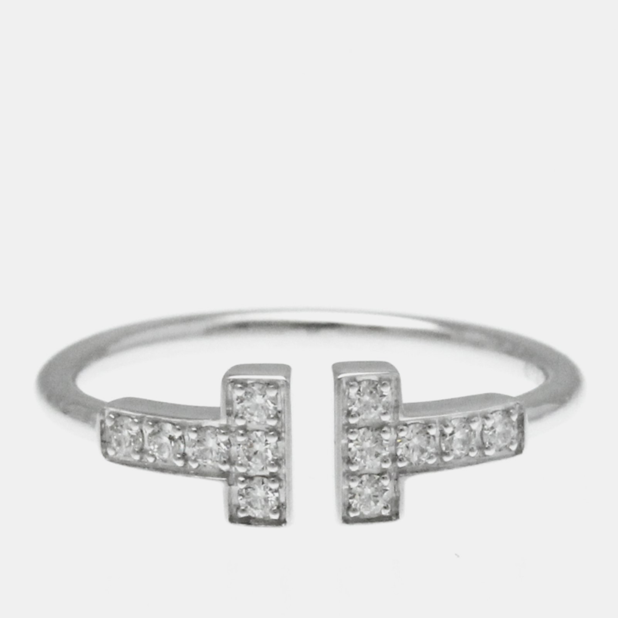 

Tiffany & Co. 18K White Gold and Diamond Tiffany T Wire Ring EU 50