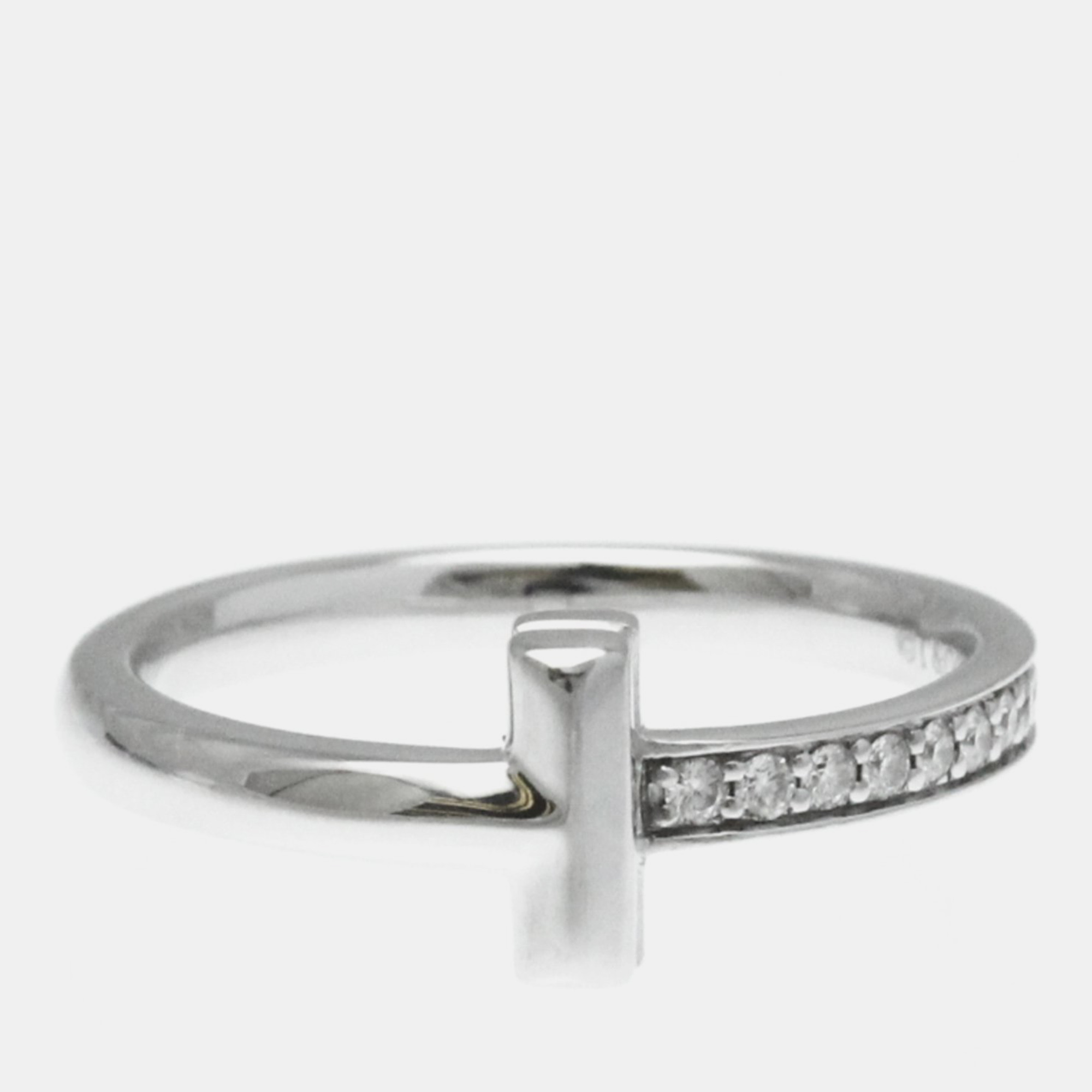 

Tiffany & Co. 18K White Gold and Diamond Tiffany T Wire Ring EU 51