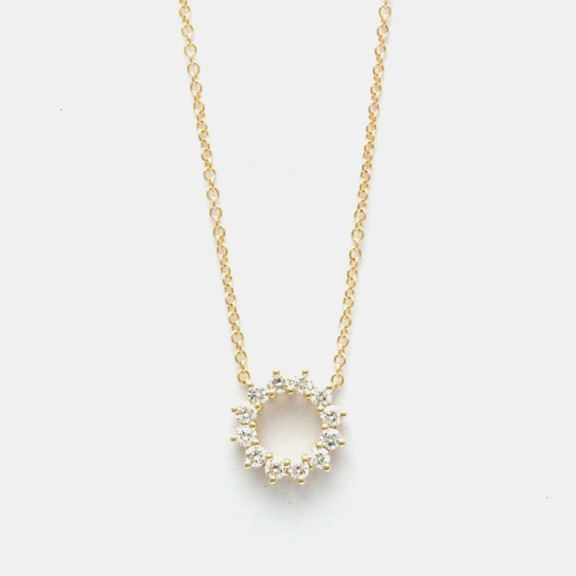 

Tiffany & Co.18K Pink Gold Diamond Open Circle Necklace