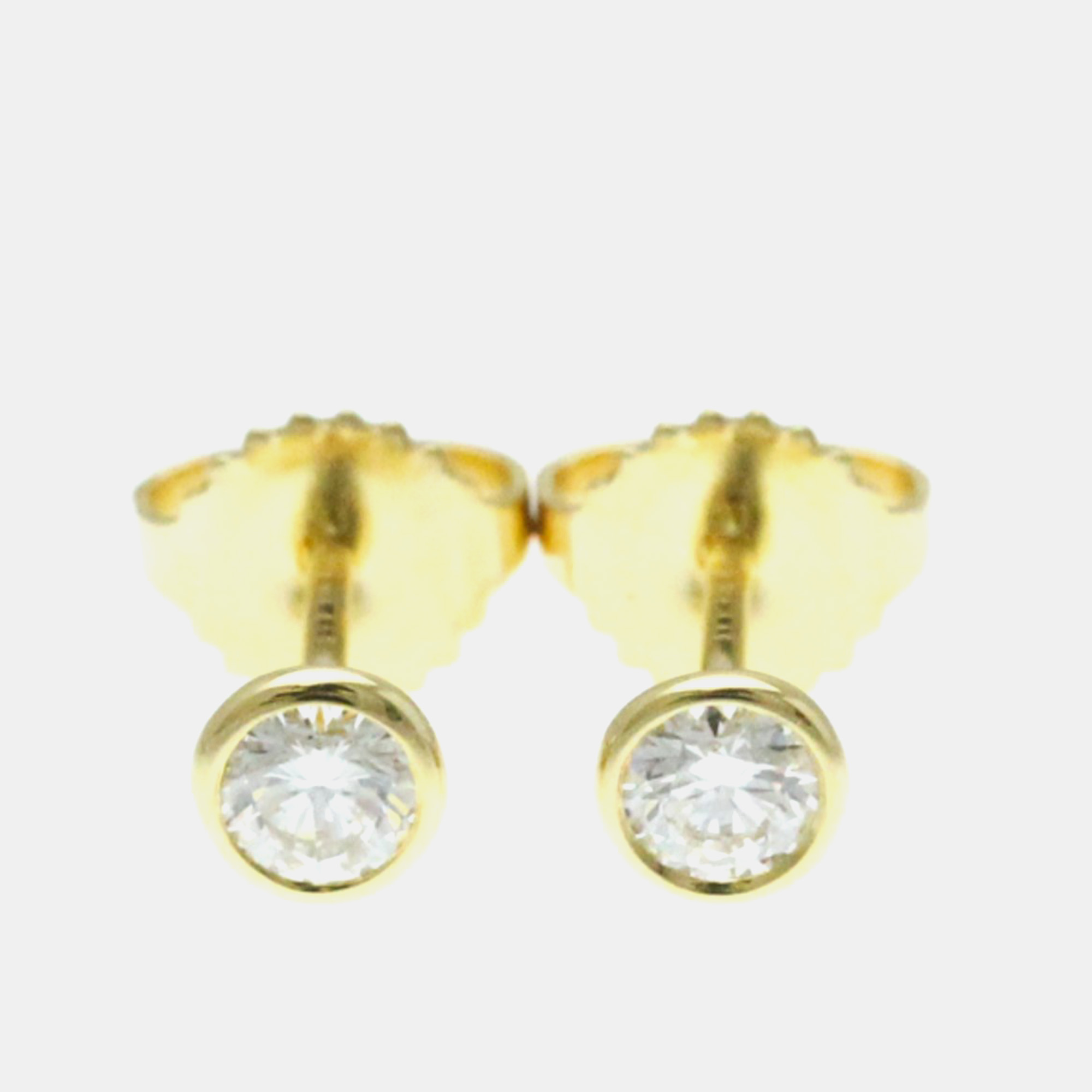 Pre-owned Tiffany & Co 18k Yellow Gold And Diamond Elsa Peretti Diamonds By The Yard Stud Earrings
