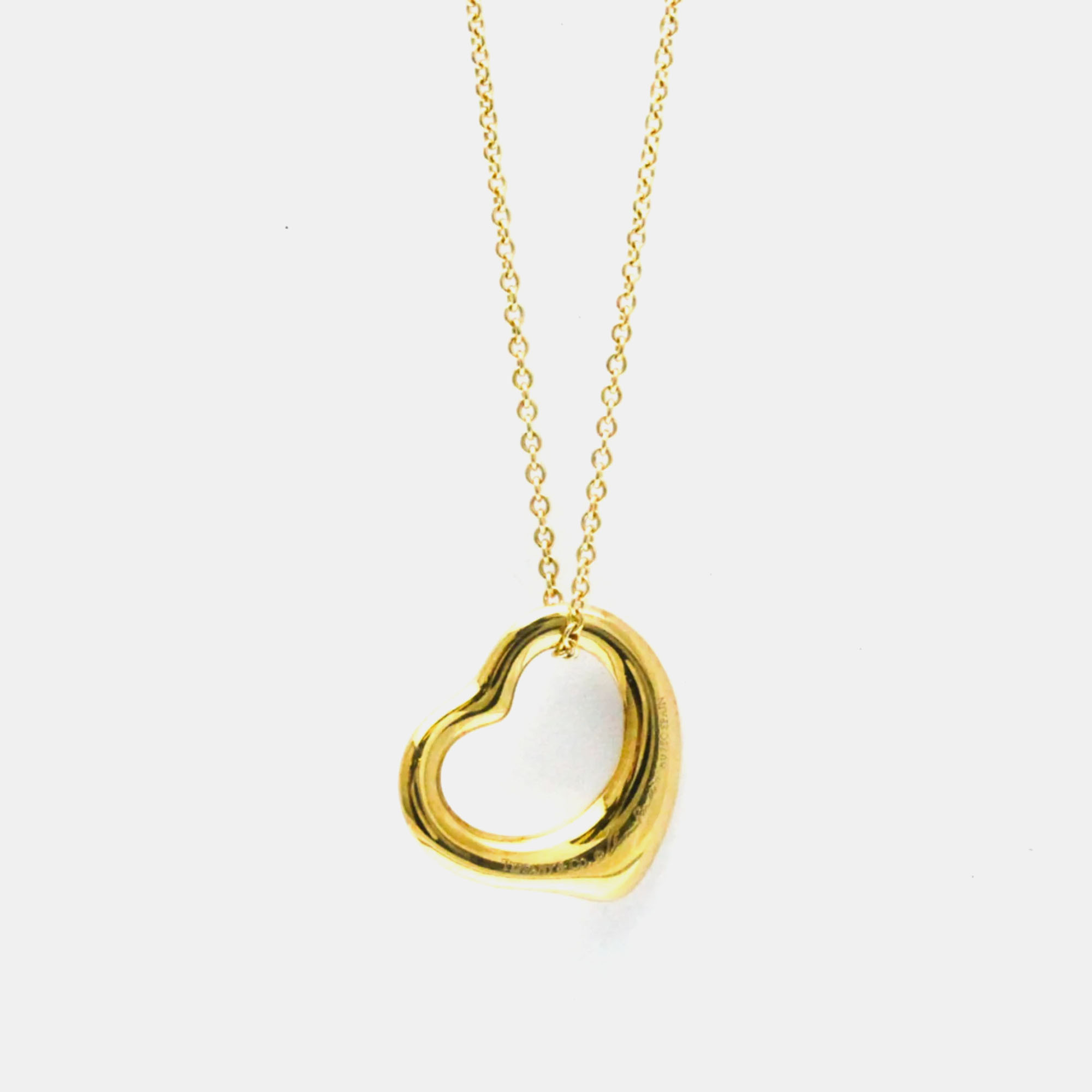 

Tiffany & Co. 18K Yellow Gold and Diamond Elsa Peretti Open Heart Pendant Necklace