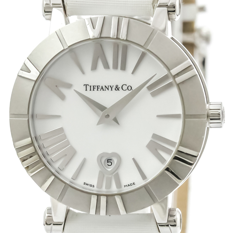 

Tiffany & Co. White Stainless Steel and Leather Atlas Z1300.11.11 Women's Wristwatch