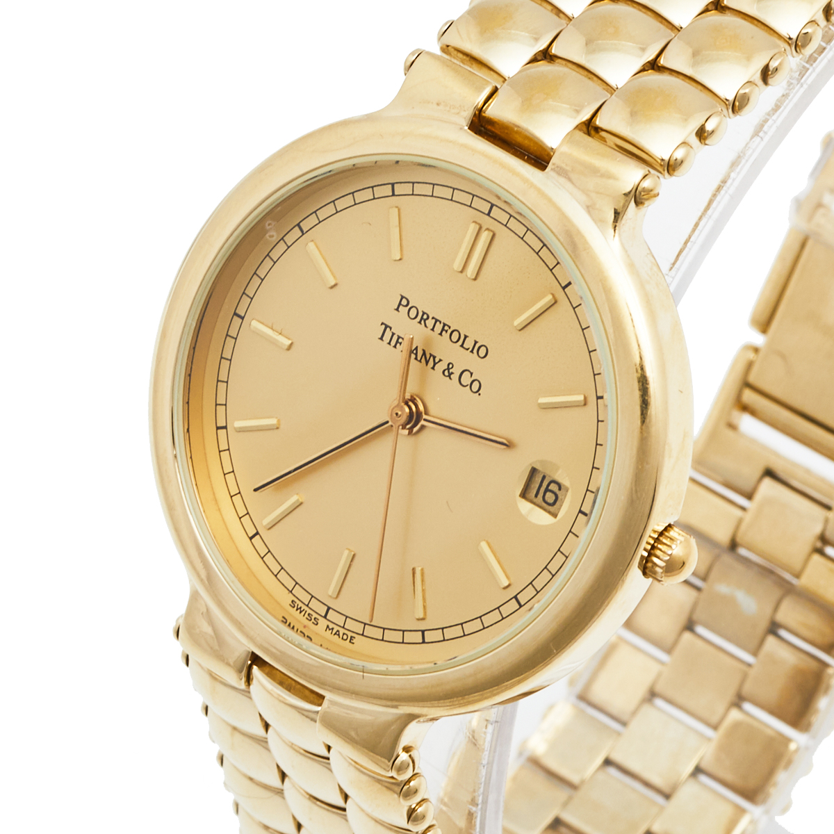 

Tiffany & Co Yellow Gold Plated Stainless Steel Portfolio Men's Wristwatch