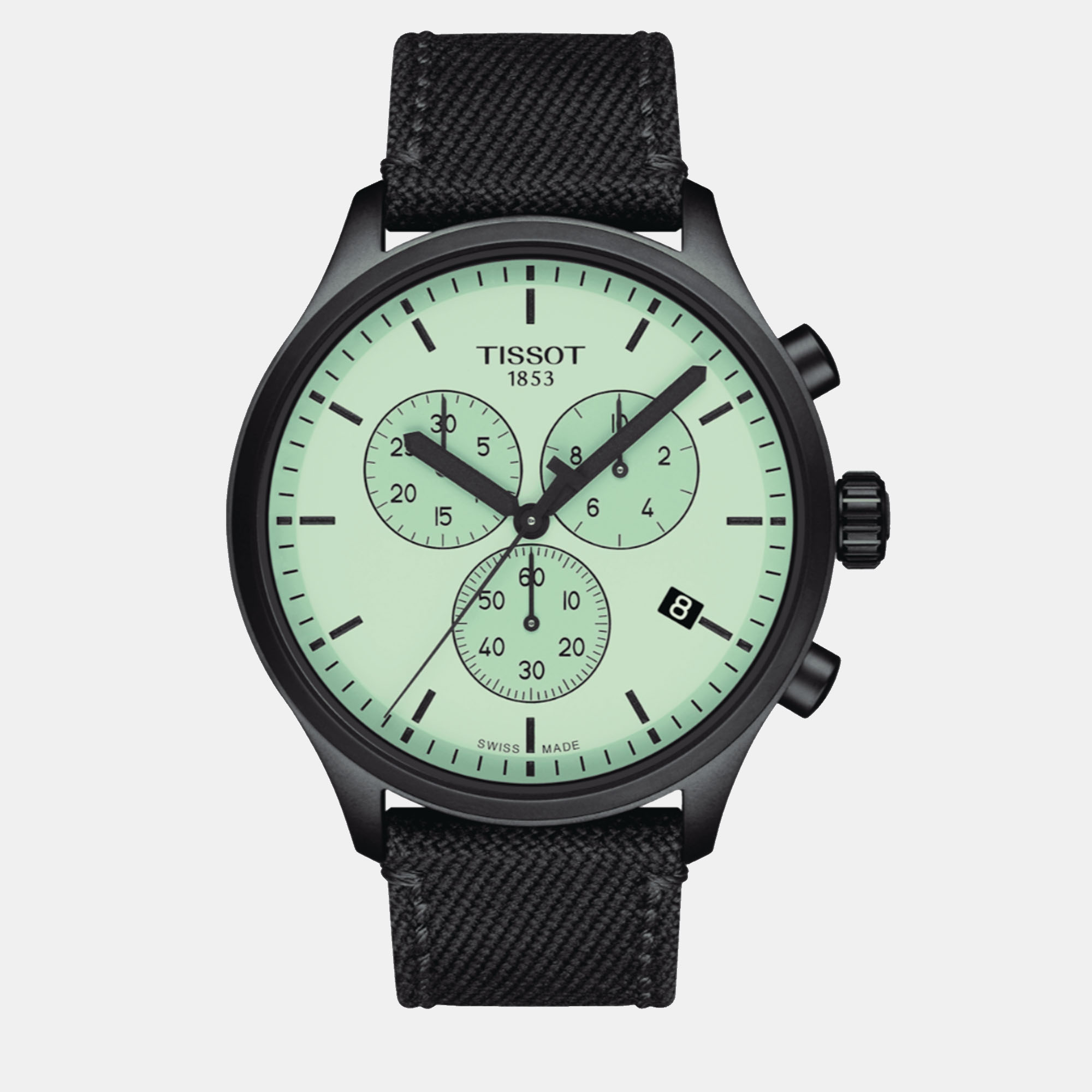Pre-owned Tissot Black Textile Watch 45 Mm In Green