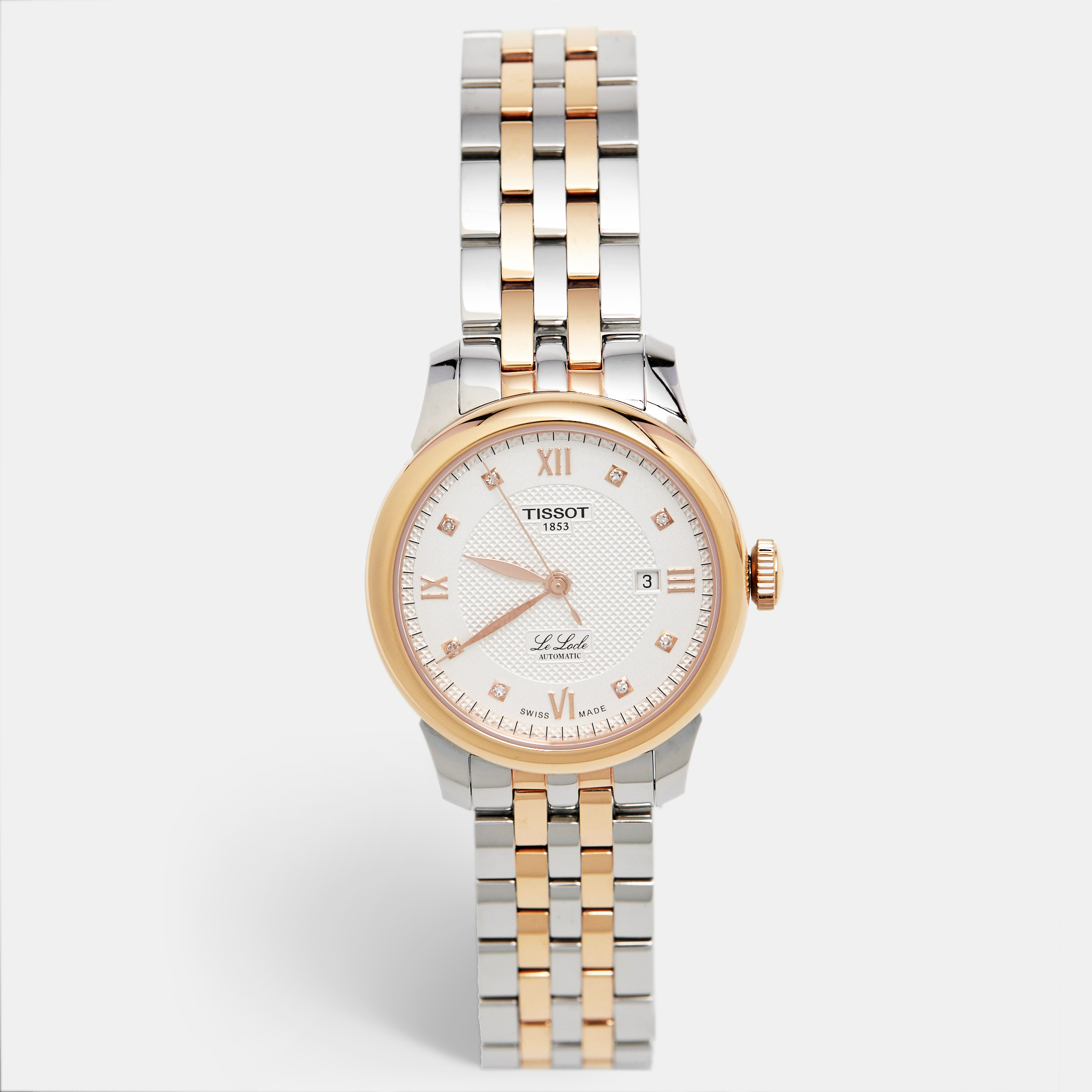 

Tissot Silver Dial Diamond Two-Tone Stainless Steel T-Classic Le Locle Mechanique T0062072203600 Women's Wristwatch