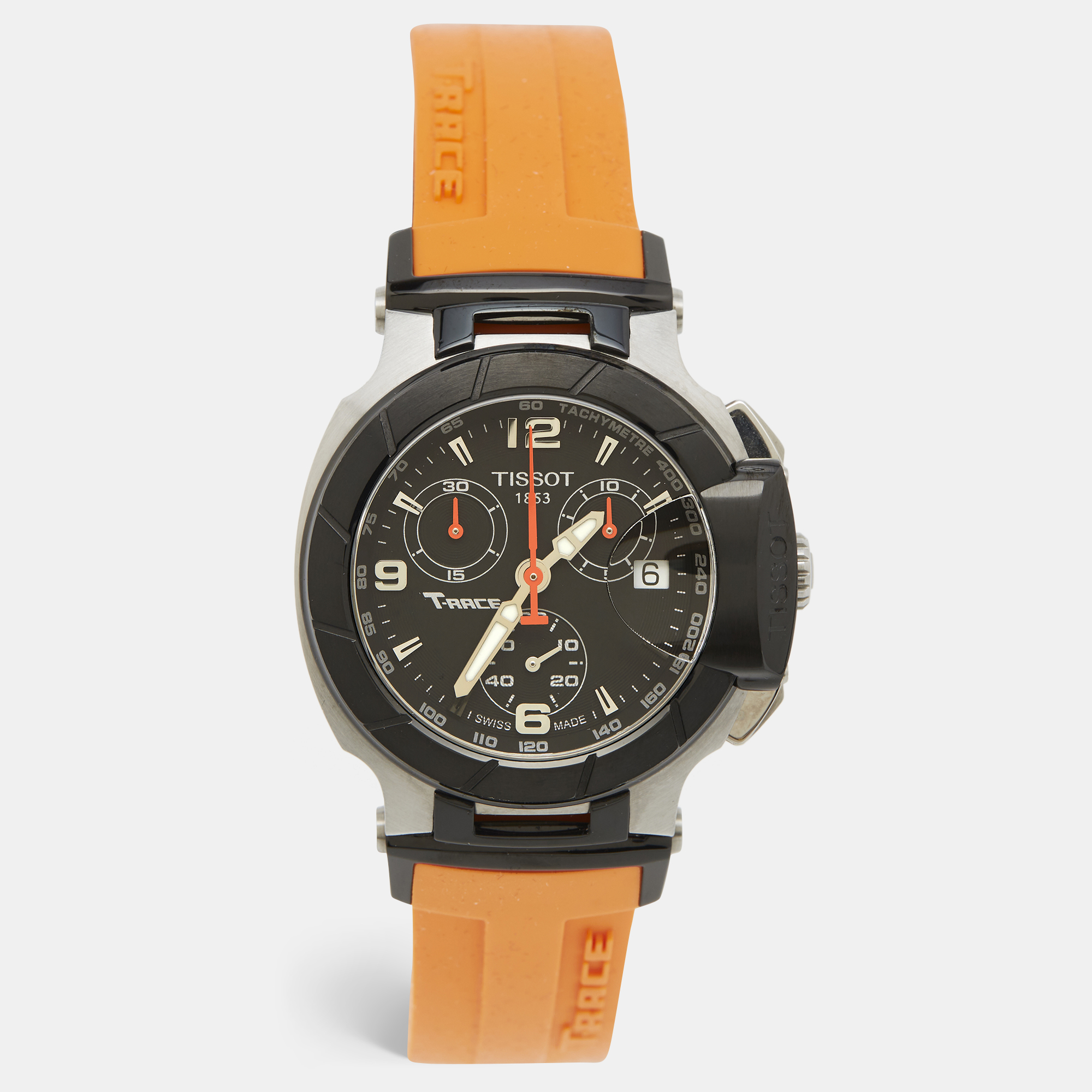 

Tissot T-Race T048.217.27.057.00 Black DIal Two-tone Stainless Steel Rubber Women's Wristwatch, Orange