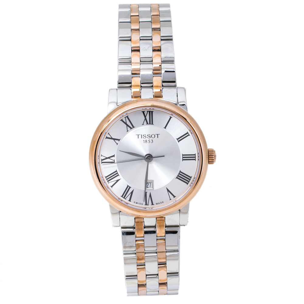 Click to view more detailed imagery on our partner's website Pre-owned Tissot Silver Two-tone Stainless Steel Carson Premium T122210a Women's Wristwatch 30 Mm
