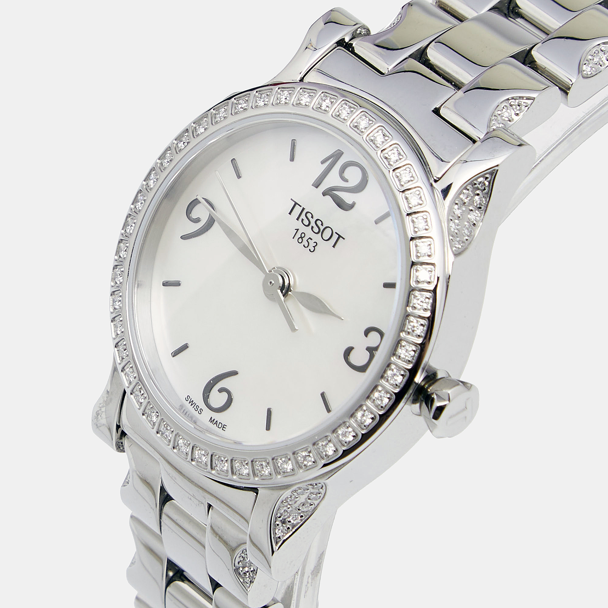 

Tissot Mother of Pearl Diamond Stainless Steel Stylis-T T028210A Women's Wristwatch, Silver