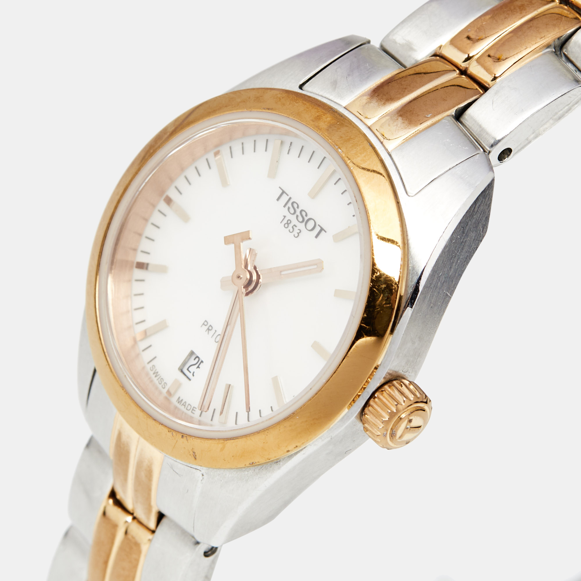

Tissot Mother of Pearl Two Tone Stainless Steel PR100 T101.010.22.111.01 Women's Wristwatch, White