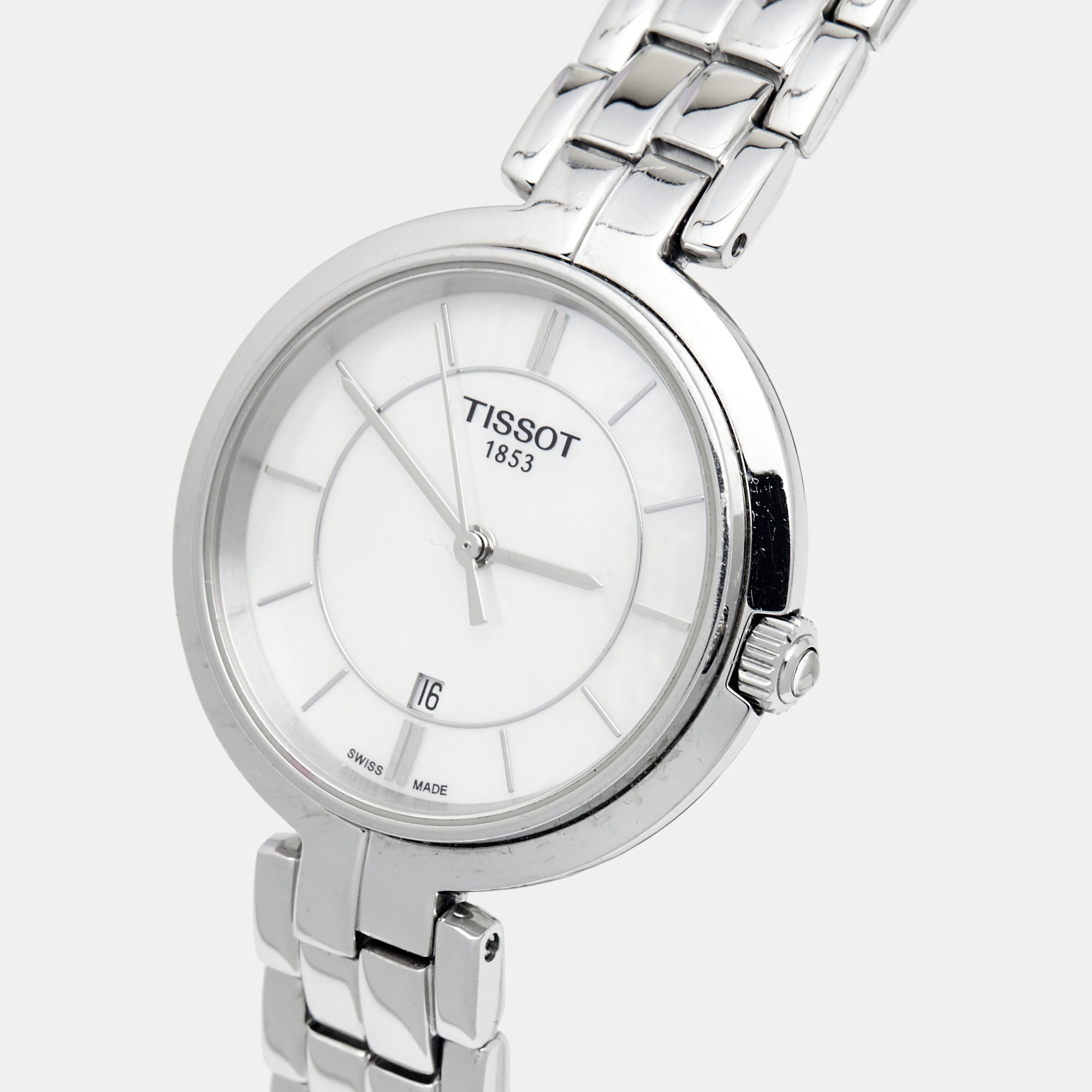 

Tissot Mother of Pearl Stainless Steel Flamingo T094.210.11.111.00 Women's Wristwatch, White