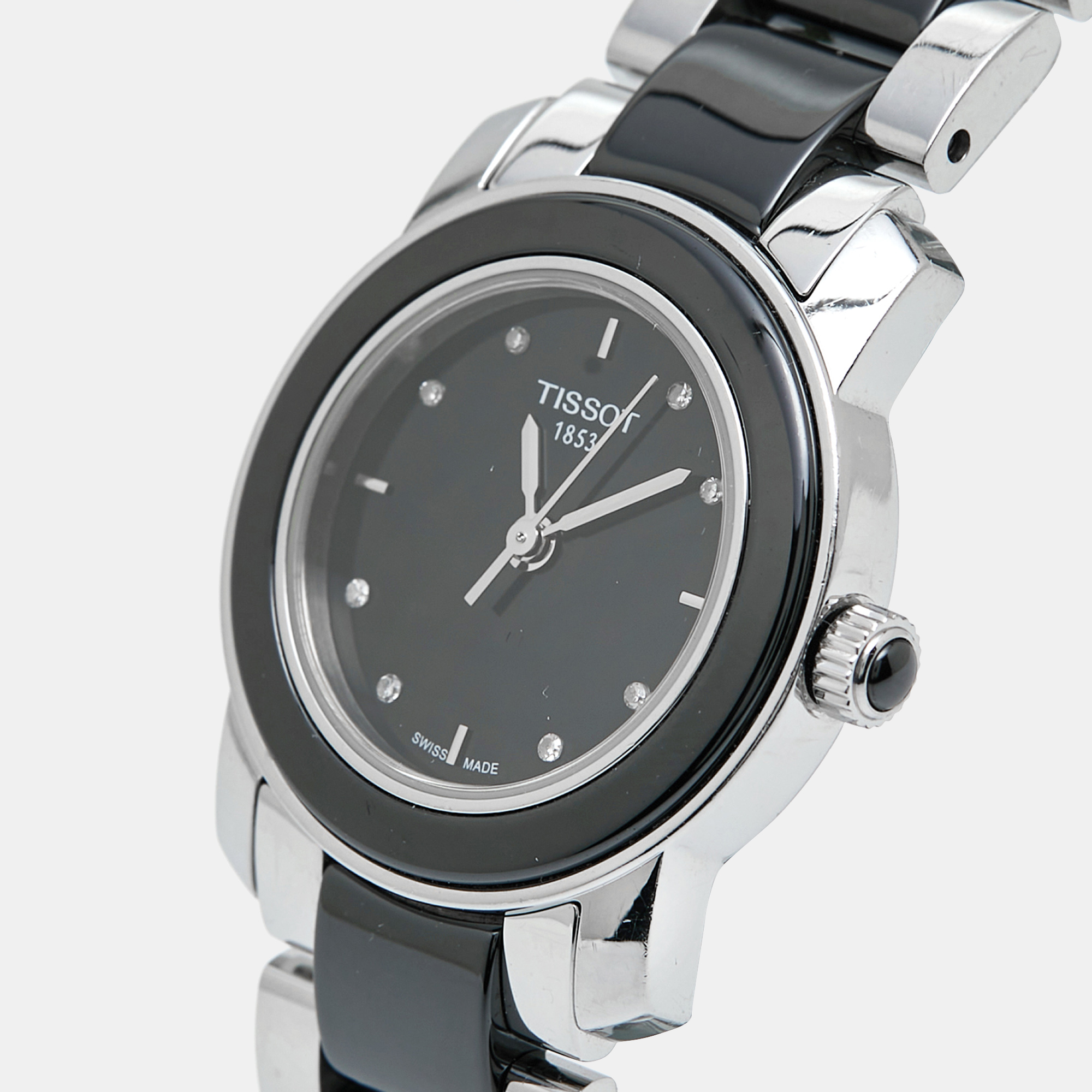 

Tissot Black Ceramic Stainless Steel Diamond T-Trend T064.210.22.056.00 Women's Wristwatch, Silver