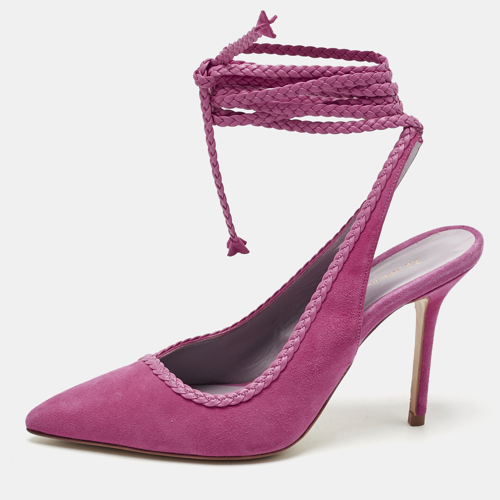 

Titi Adesa Pink Suede Didi Ankle Wrap Pumps Size