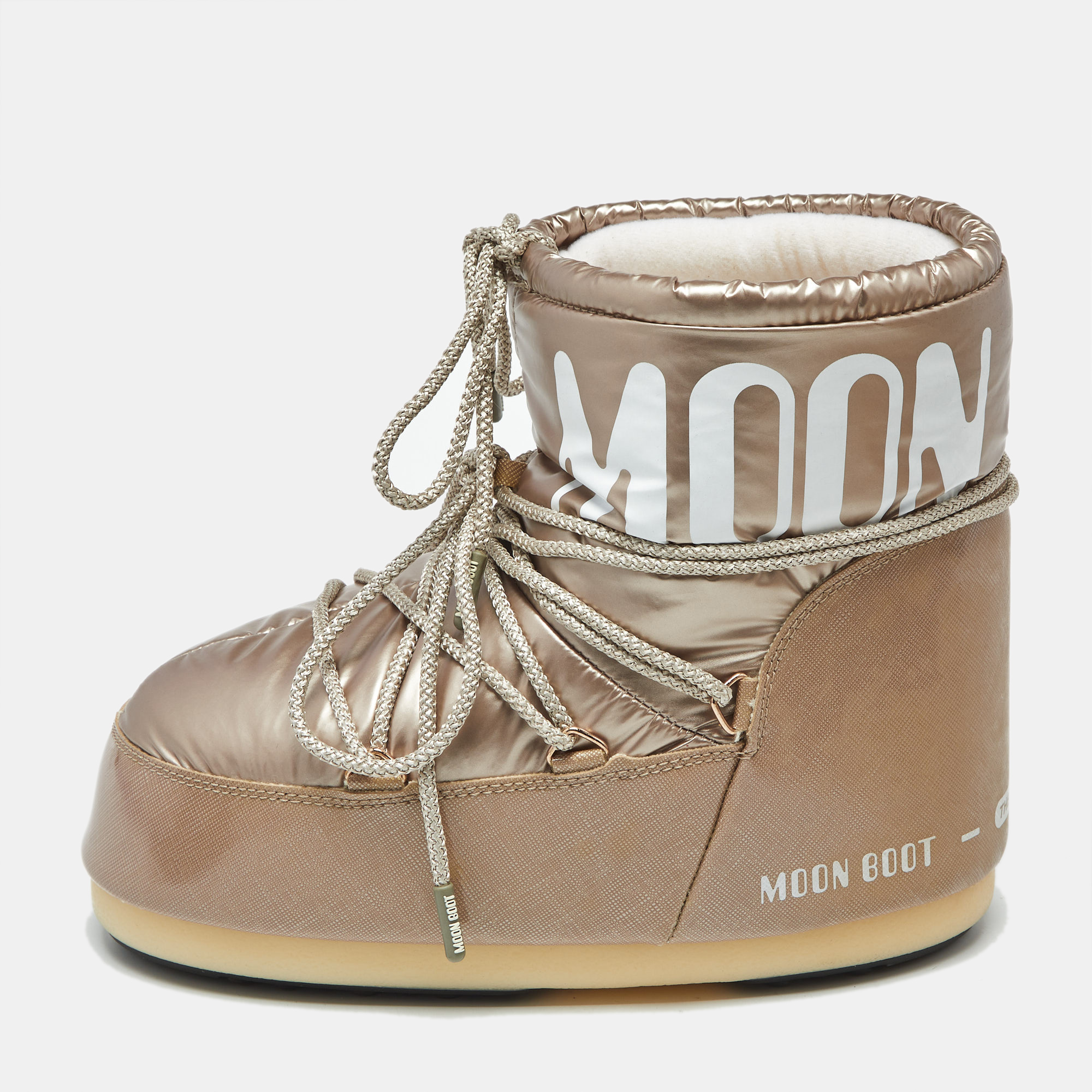 

TNT Beige Faux Leather and Nylon Moon Boots Size