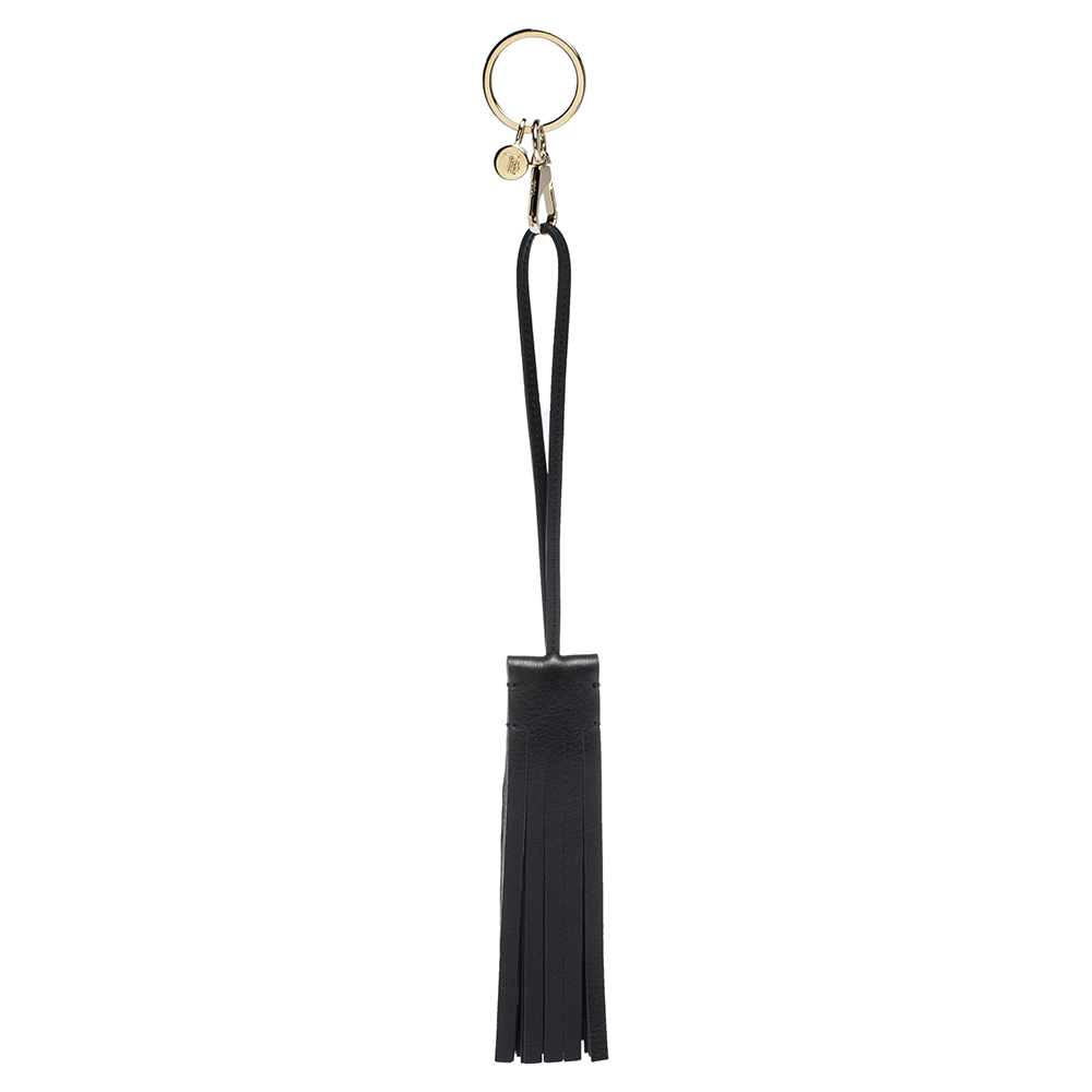 

Tod's Black Leather Tassel Key Ring