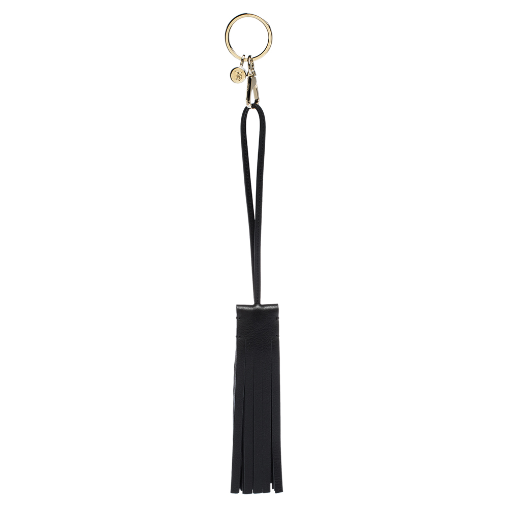 

Tod's Black Leather Tassel Key Ring