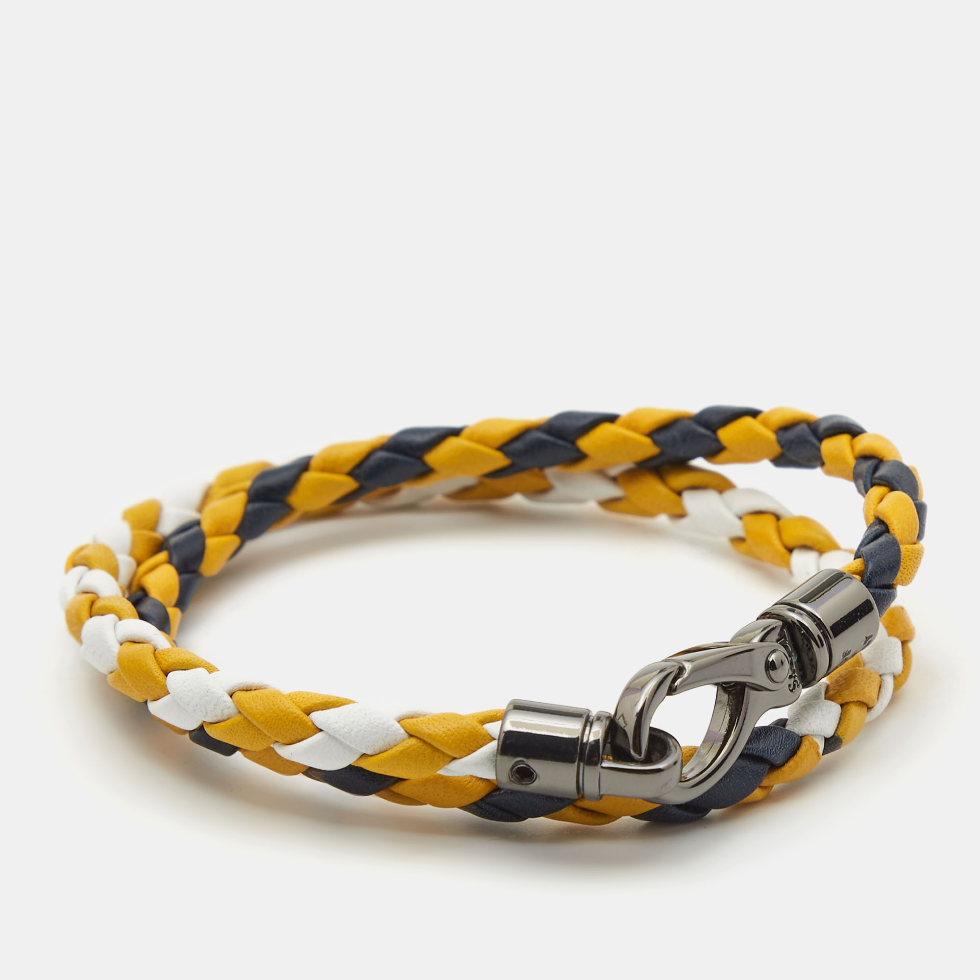 

Tod's MyColors Multicolor Leather Gunmetal Tone Wrap Bracelet