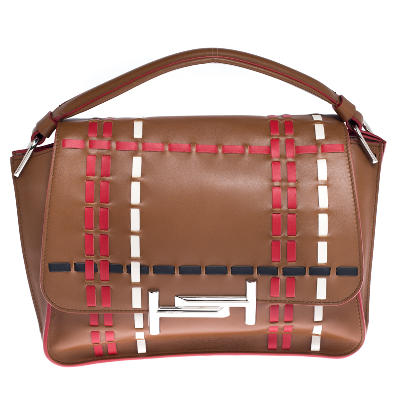 Tod S Tan Leather Double T Top Handle Bag