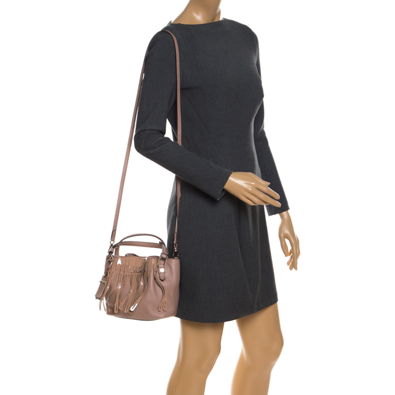 

Tod's Beige Leather Fringe Tote