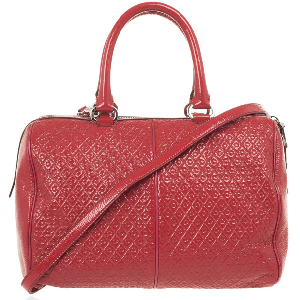 Tod’s Signature Red Patent Medium Duffle Bag