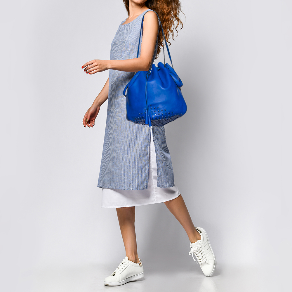 

Tod's Blue Leather Drawstring Bucket Bag