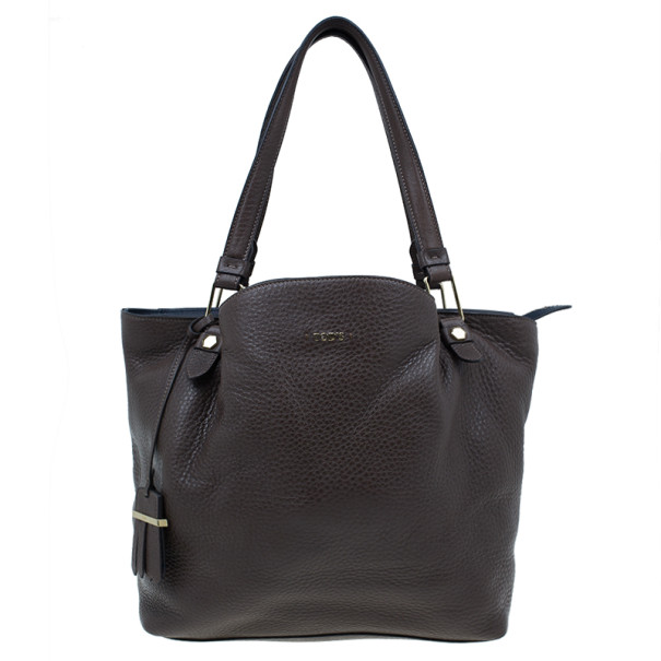 Pre Owned Tod's Brown Leather Medium Flower Tote