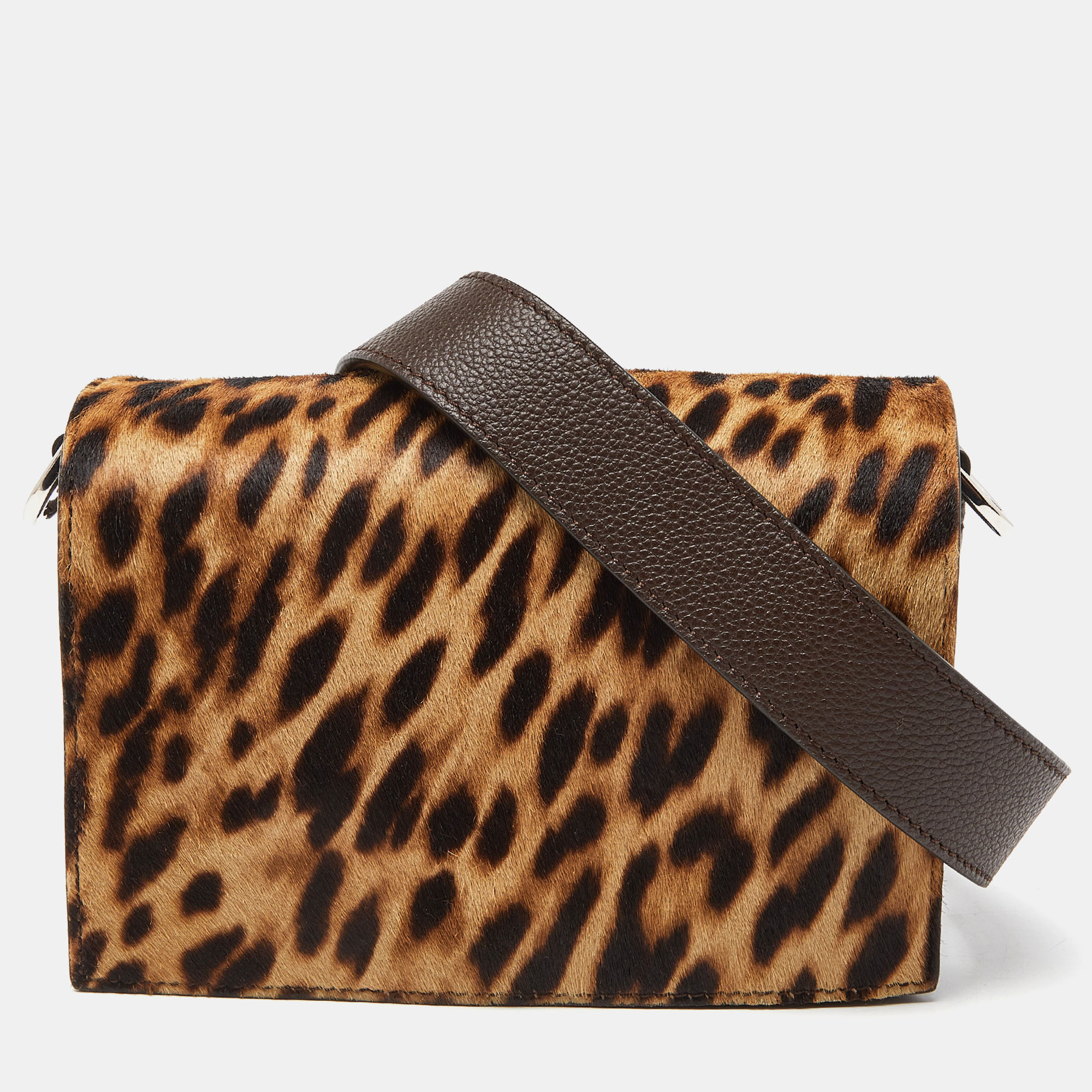 

Tod's Brown Leopard Print Fur and Leather Crossbody Bag