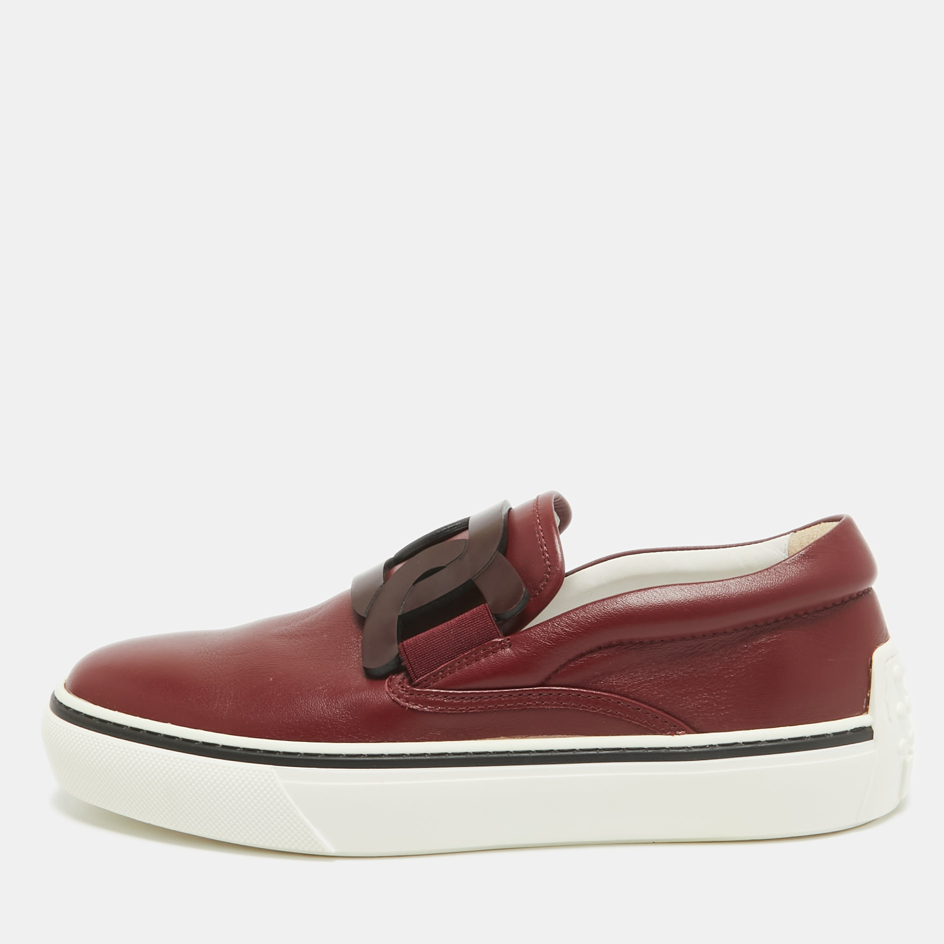 

Tod's Red Leather Kate Slip On Sneakers Size