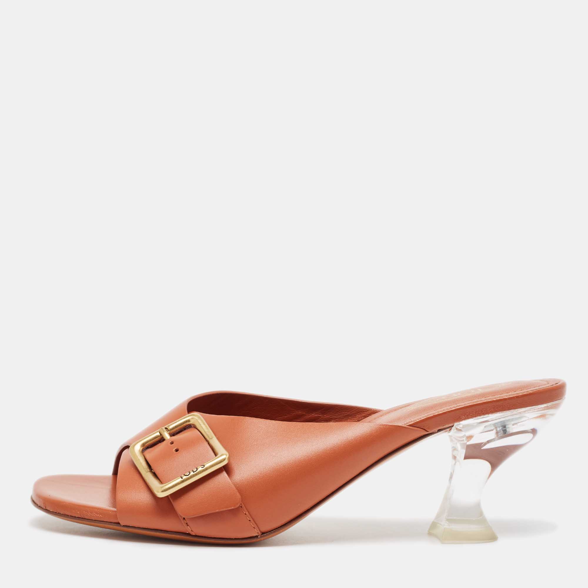 

Tod's Brown Leather Slide Sandals Size