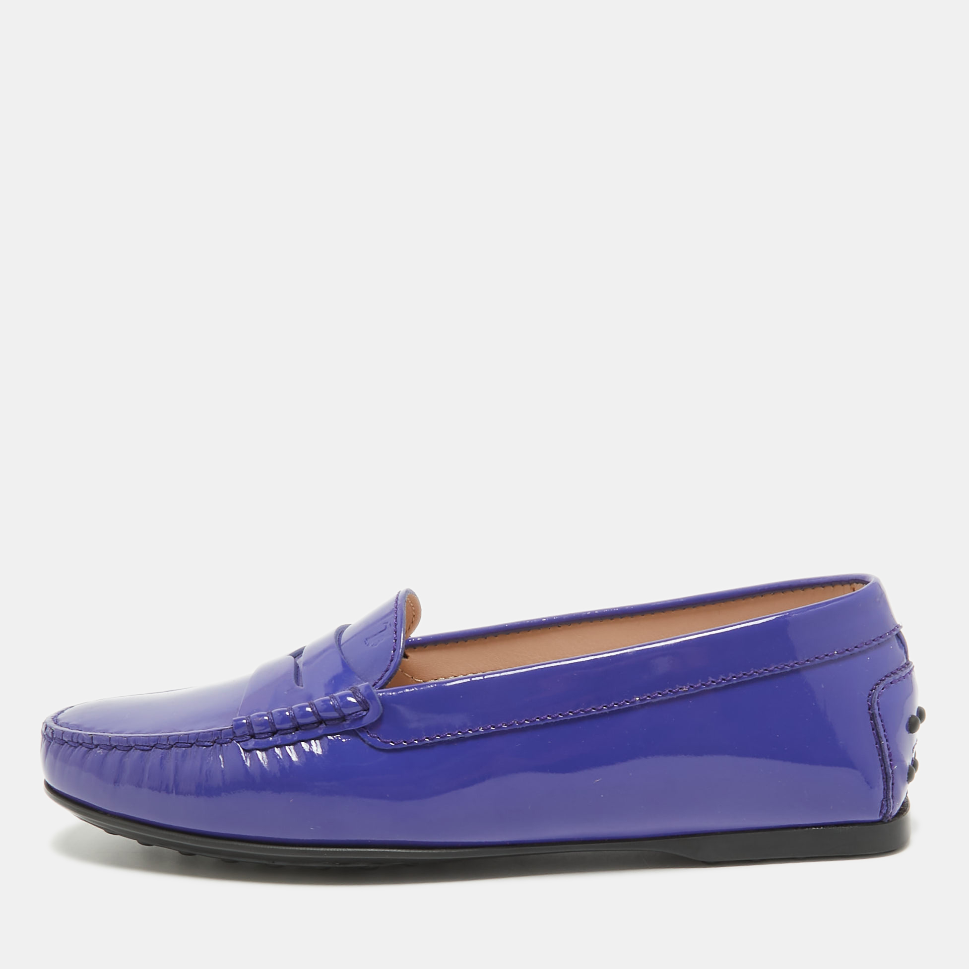 

Tod's Blue Patent Leather Penny Loafers Size