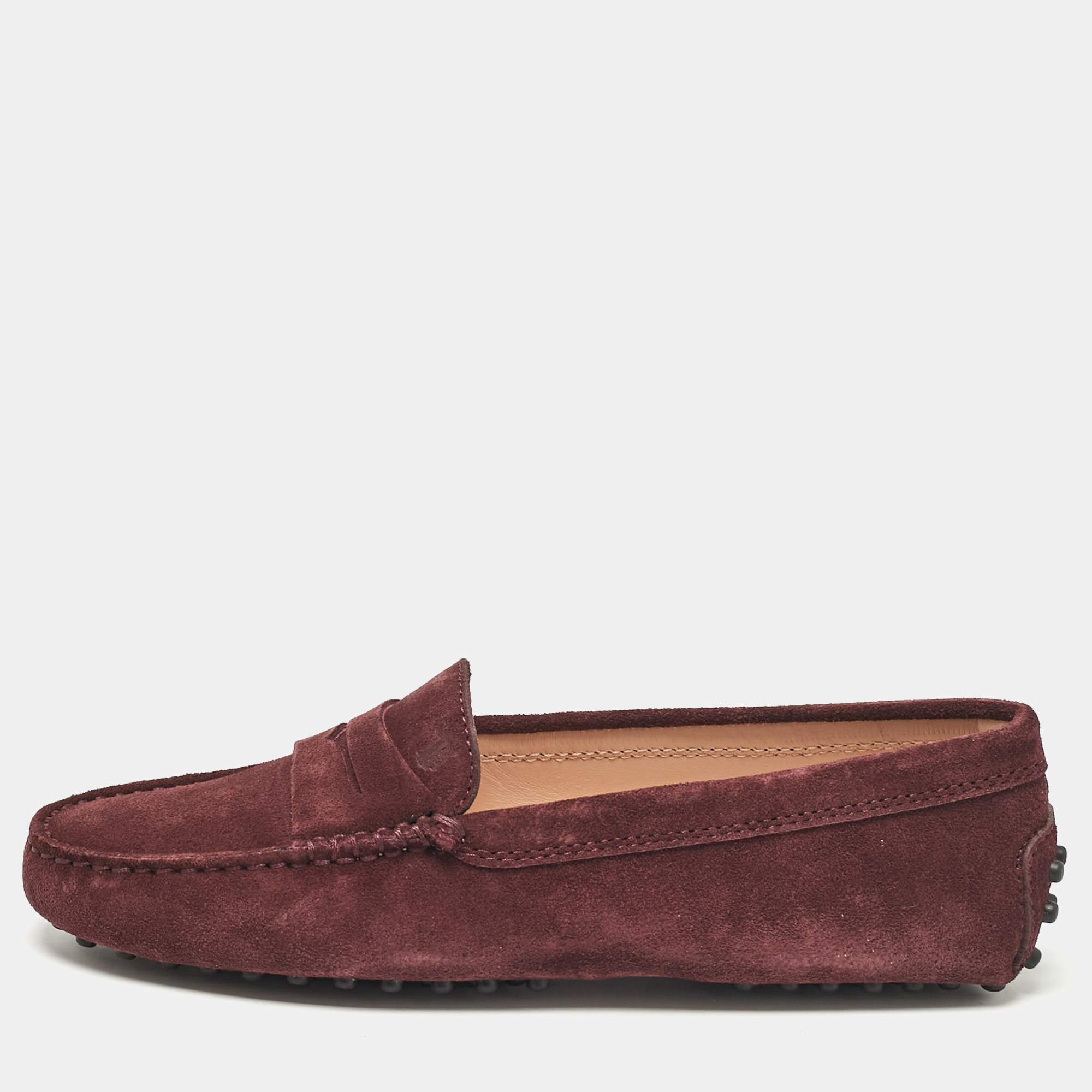 

Tod's Plum Suede Penny Loafers Size, Purple