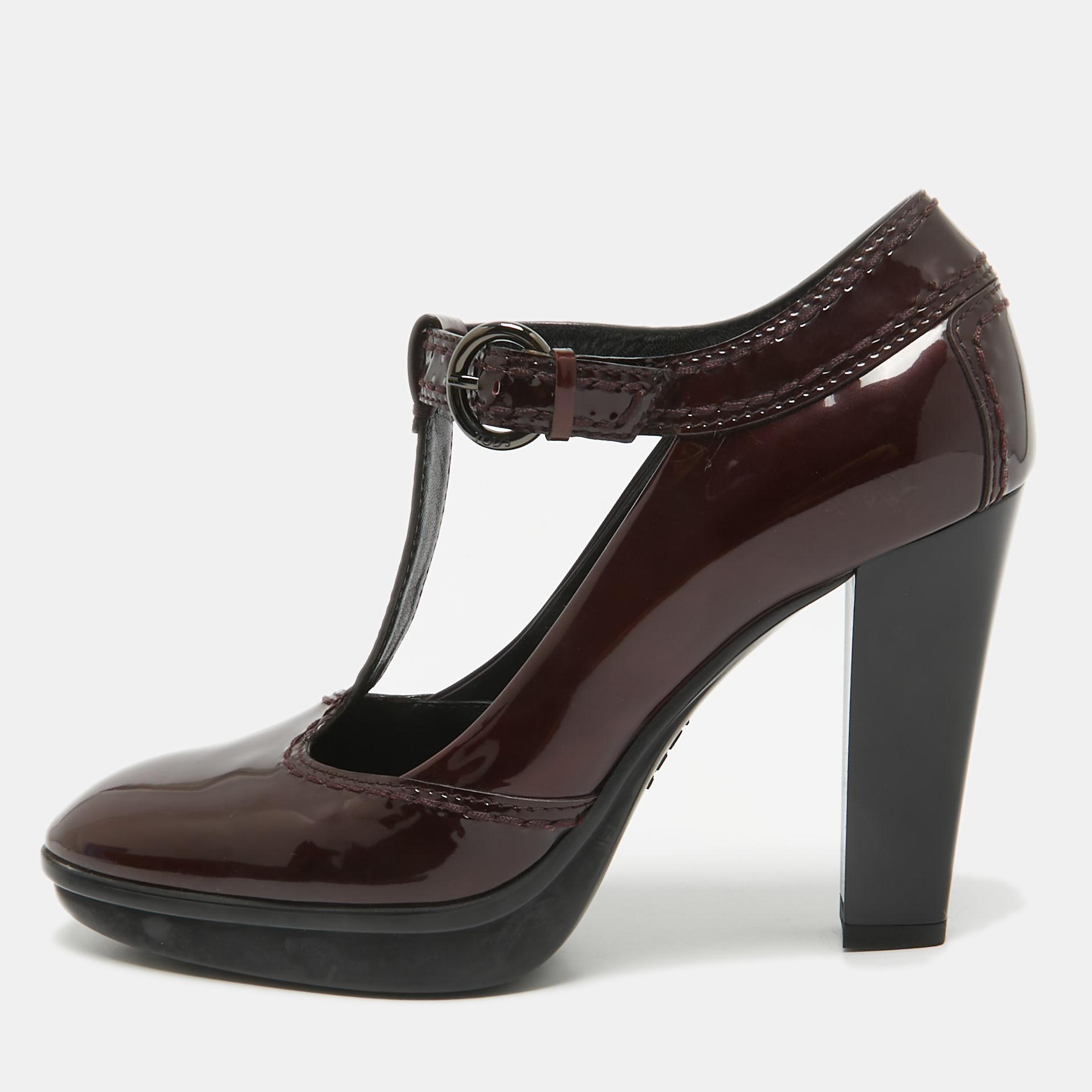 

Tod's Burgundy Patent Leather Mary Jane Pumps Size