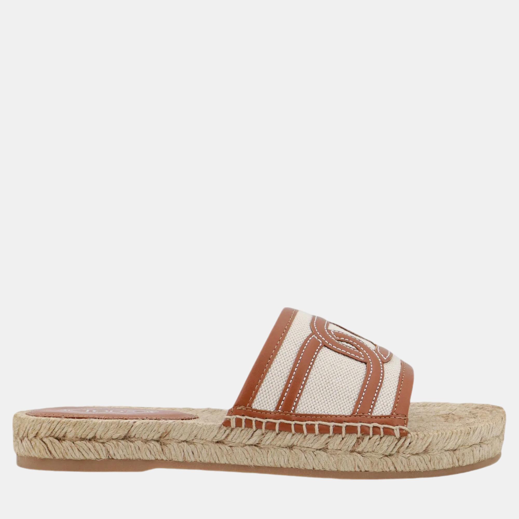 

Tod'S Beige Straw Sandals EU